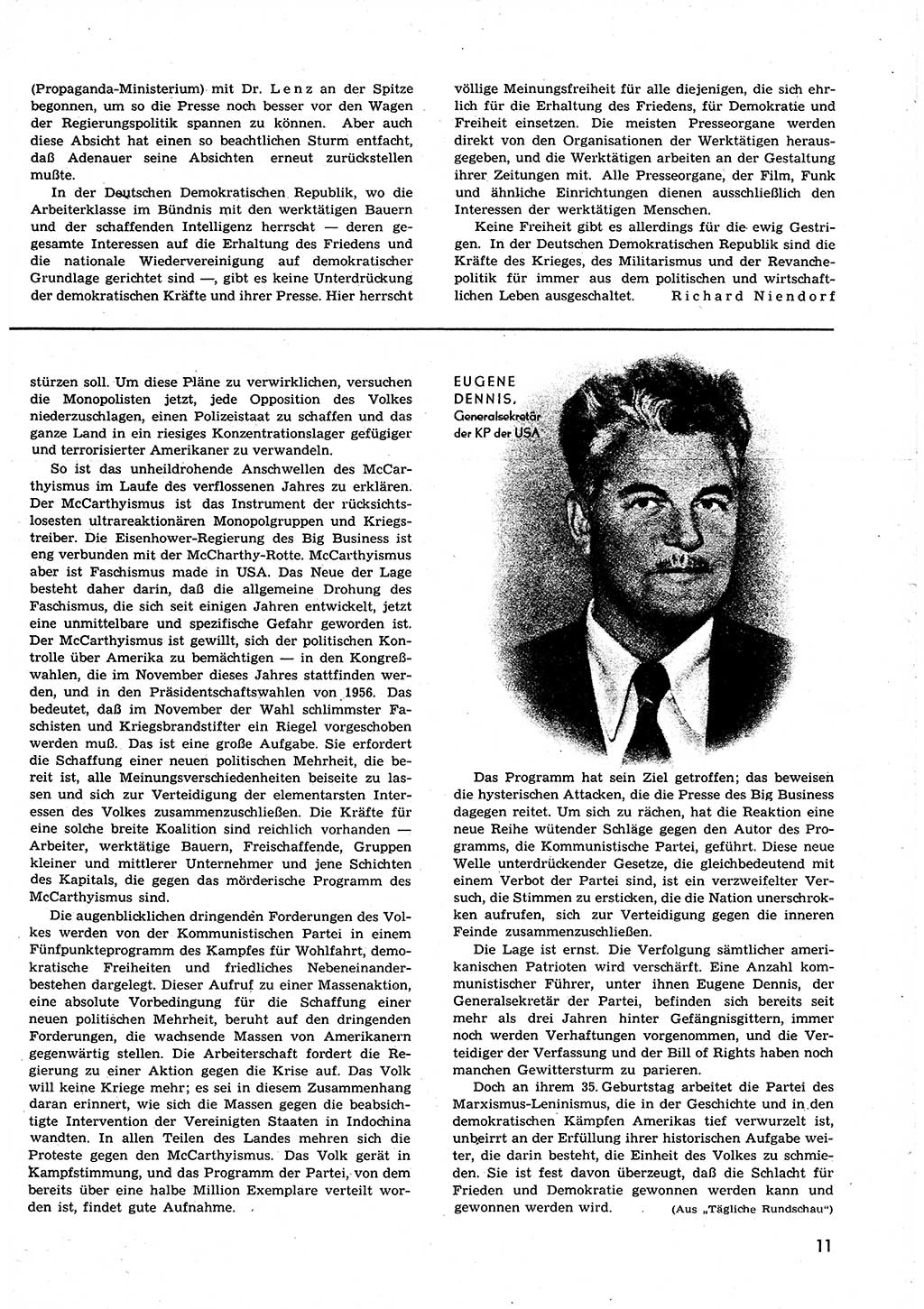 Neuer Weg (NW), Organ des Zentralkomitees (ZK) der SED (Sozialistische Einheitspartei Deutschlands) für alle Parteiarbeiter, 9. Jahrgang [Deutsche Demokratische Republik (DDR)] 1954, Heft 18/11 (NW ZK SED DDR 1954, H. 18/11)
