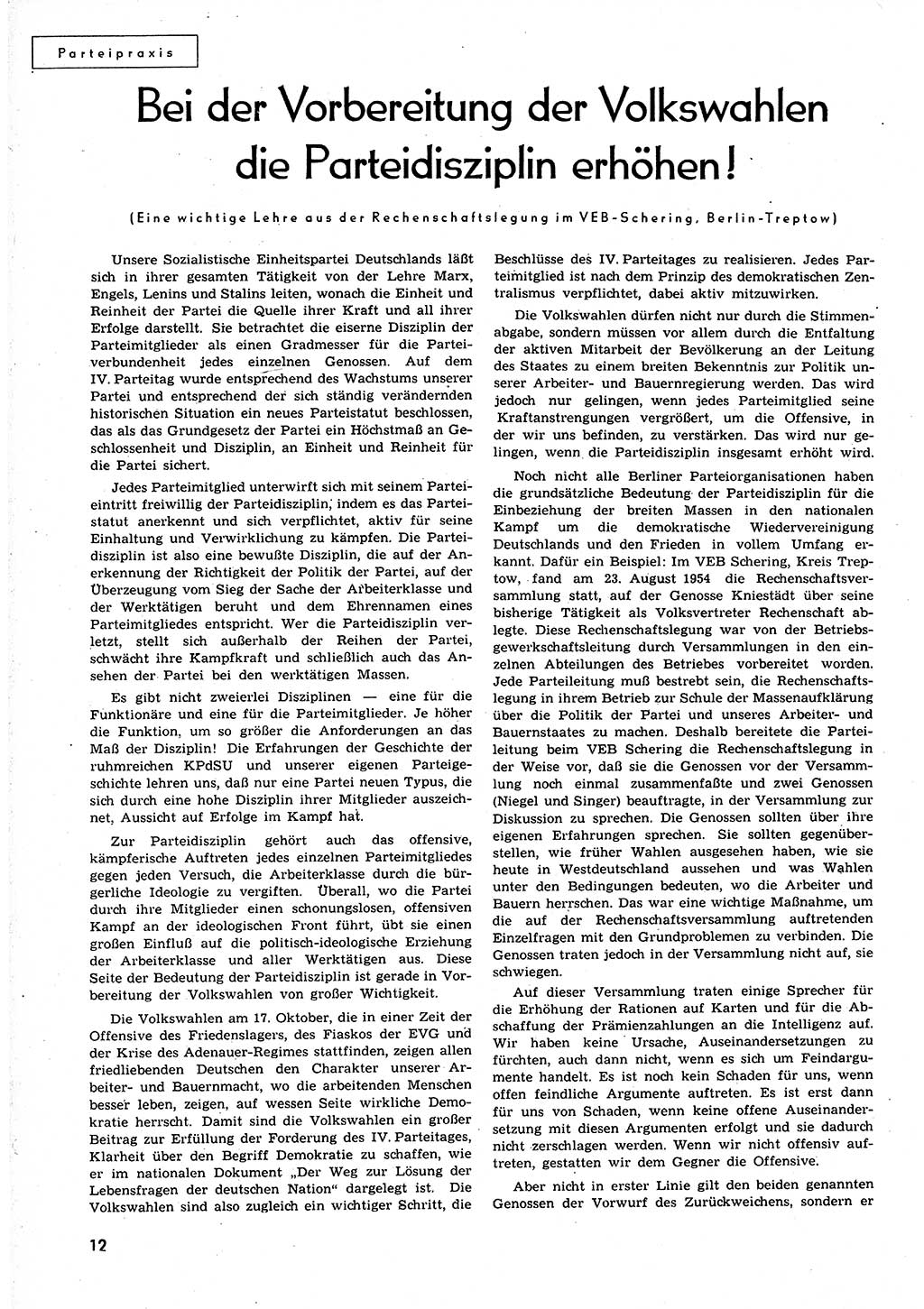 Neuer Weg (NW), Organ des Zentralkomitees (ZK) der SED (Sozialistische Einheitspartei Deutschlands) für alle Parteiarbeiter, 9. Jahrgang [Deutsche Demokratische Republik (DDR)] 1954, Heft 18/12 (NW ZK SED DDR 1954, H. 18/12)