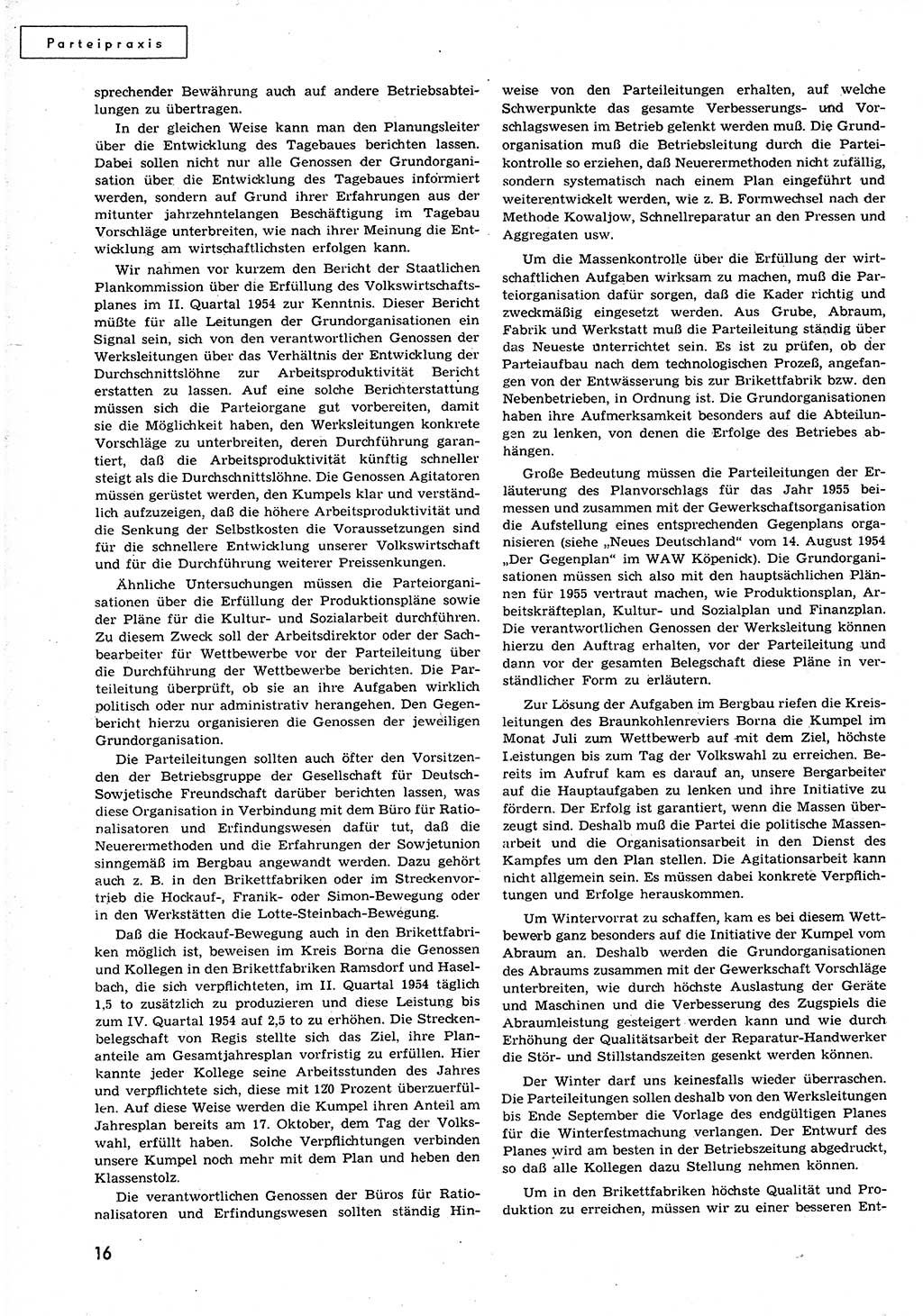 Neuer Weg (NW), Organ des Zentralkomitees (ZK) der SED (Sozialistische Einheitspartei Deutschlands) für alle Parteiarbeiter, 9. Jahrgang [Deutsche Demokratische Republik (DDR)] 1954, Heft 18/16 (NW ZK SED DDR 1954, H. 18/16)