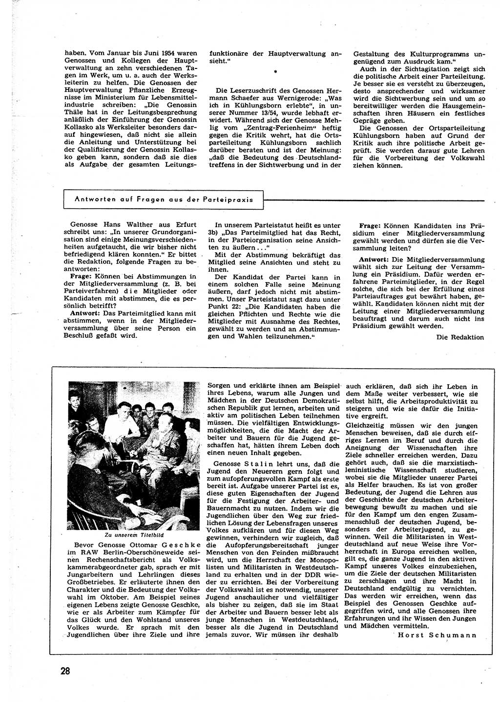 Neuer Weg (NW), Organ des Zentralkomitees (ZK) der SED (Sozialistische Einheitspartei Deutschlands) für alle Parteiarbeiter, 9. Jahrgang [Deutsche Demokratische Republik (DDR)] 1954, Heft 18/28 (NW ZK SED DDR 1954, H. 18/28)