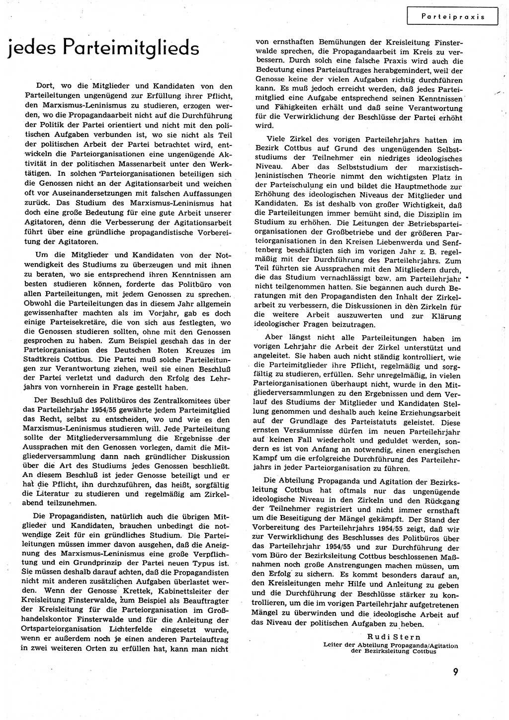 Neuer Weg (NW), Organ des Zentralkomitees (ZK) der SED (Sozialistische Einheitspartei Deutschlands) für alle Parteiarbeiter, 9. Jahrgang [Deutsche Demokratische Republik (DDR)] 1954, Heft 19/9 (NW ZK SED DDR 1954, H. 19/9)