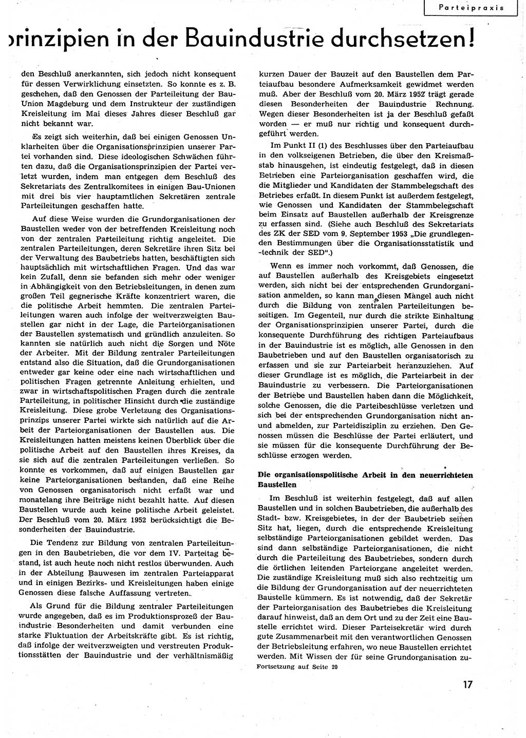 Neuer Weg (NW), Organ des Zentralkomitees (ZK) der SED (Sozialistische Einheitspartei Deutschlands) für alle Parteiarbeiter, 9. Jahrgang [Deutsche Demokratische Republik (DDR)] 1954, Heft 19/17 (NW ZK SED DDR 1954, H. 19/17)