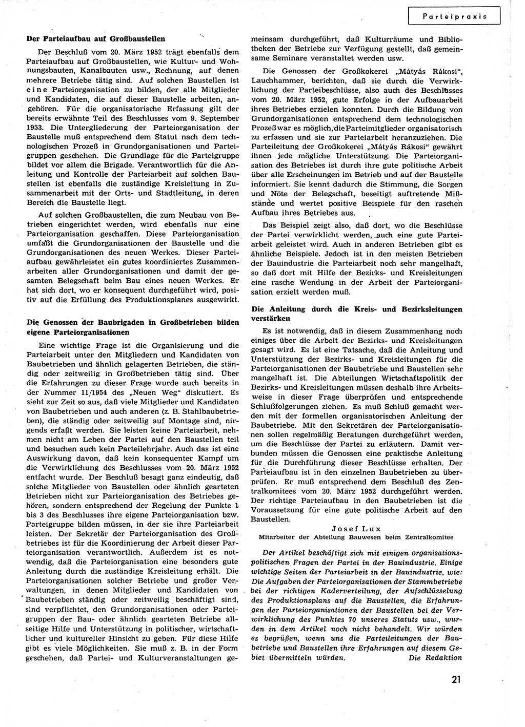 Neuer Weg (NW), Organ des Zentralkomitees (ZK) der SED (Sozialistische Einheitspartei Deutschlands) für alle Parteiarbeiter, 9. Jahrgang [Deutsche Demokratische Republik (DDR)] 1954, Heft 19/21 (NW ZK SED DDR 1954, H. 19/21)