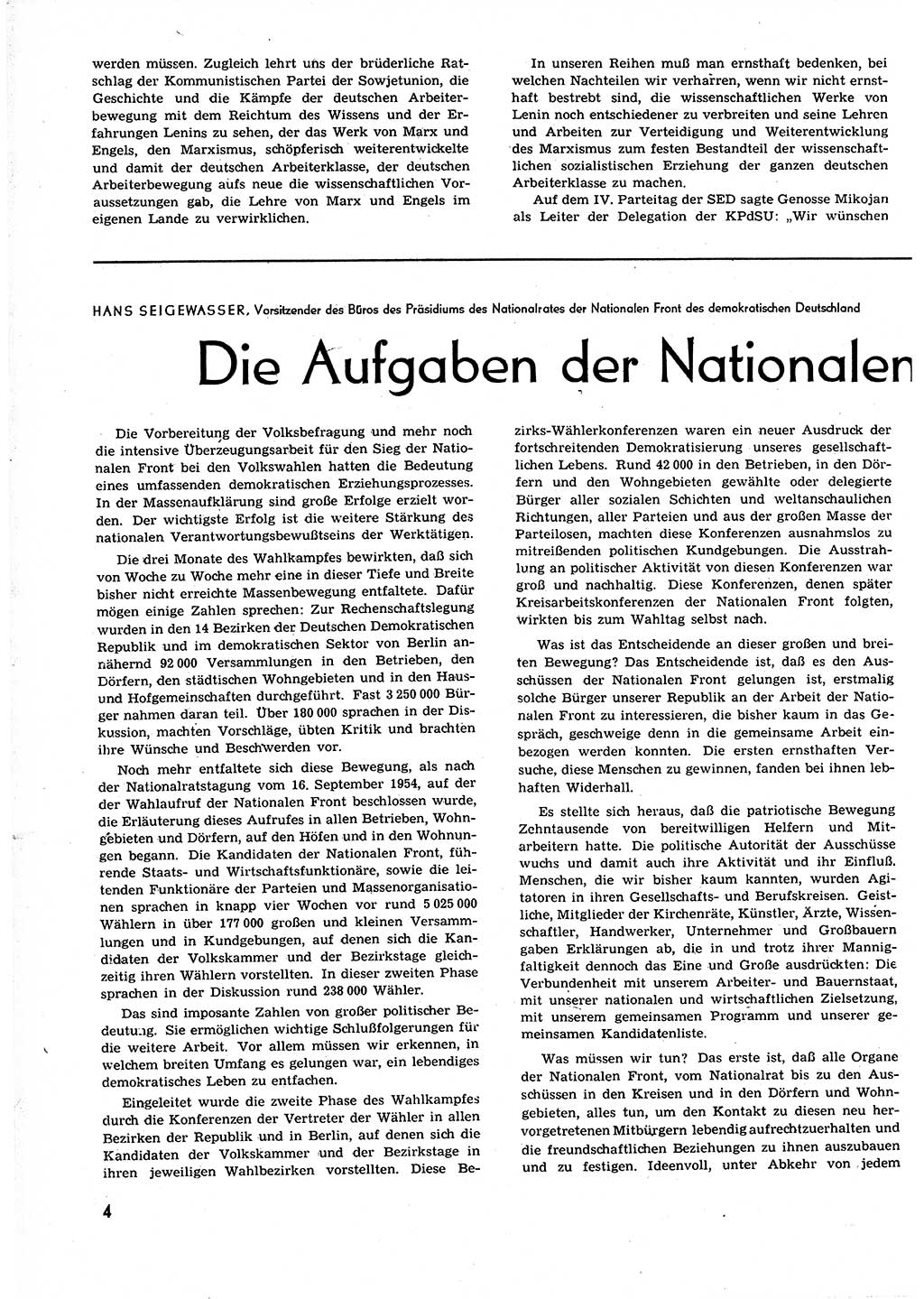 Neuer Weg (NW), Organ des Zentralkomitees (ZK) der SED (Sozialistische Einheitspartei Deutschlands) für alle Parteiarbeiter, 9. Jahrgang [Deutsche Demokratische Republik (DDR)] 1954, Heft 20/4 (NW ZK SED DDR 1954, H. 20/4)