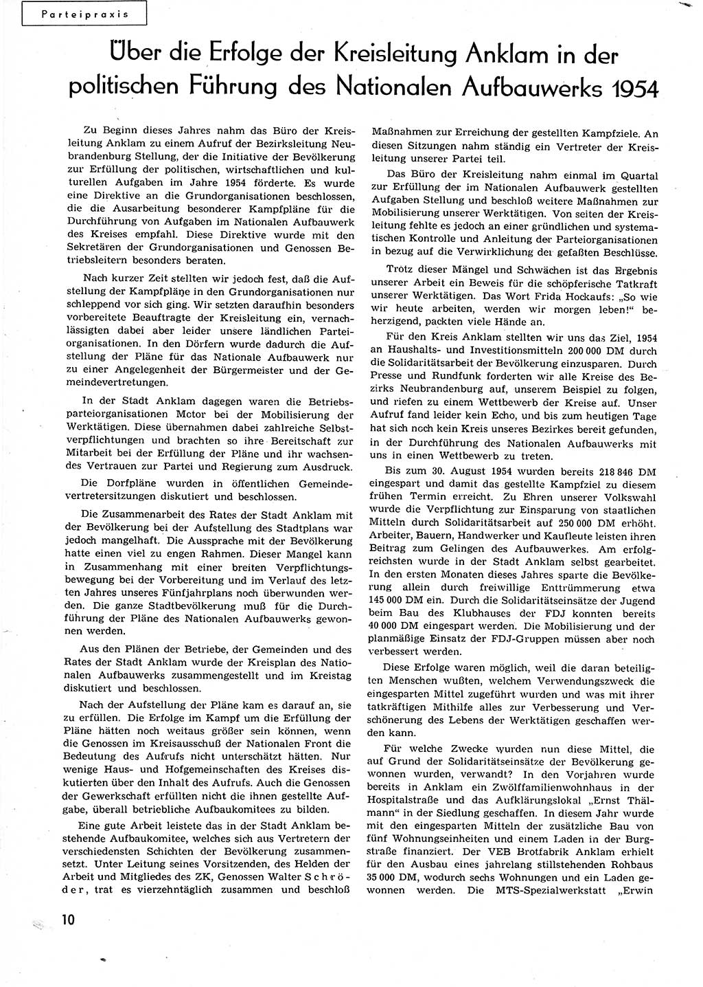 Neuer Weg (NW), Organ des Zentralkomitees (ZK) der SED (Sozialistische Einheitspartei Deutschlands) für alle Parteiarbeiter, 9. Jahrgang [Deutsche Demokratische Republik (DDR)] 1954, Heft 20/10 (NW ZK SED DDR 1954, H. 20/10)