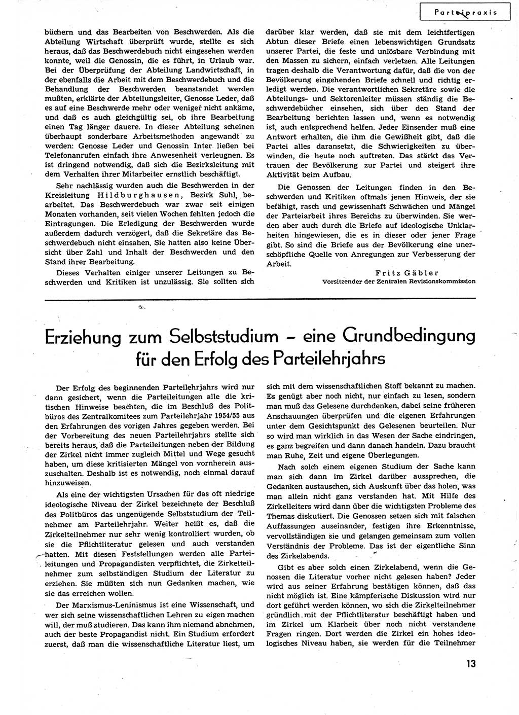 Neuer Weg (NW), Organ des Zentralkomitees (ZK) der SED (Sozialistische Einheitspartei Deutschlands) für alle Parteiarbeiter, 9. Jahrgang [Deutsche Demokratische Republik (DDR)] 1954, Heft 20/13 (NW ZK SED DDR 1954, H. 20/13)