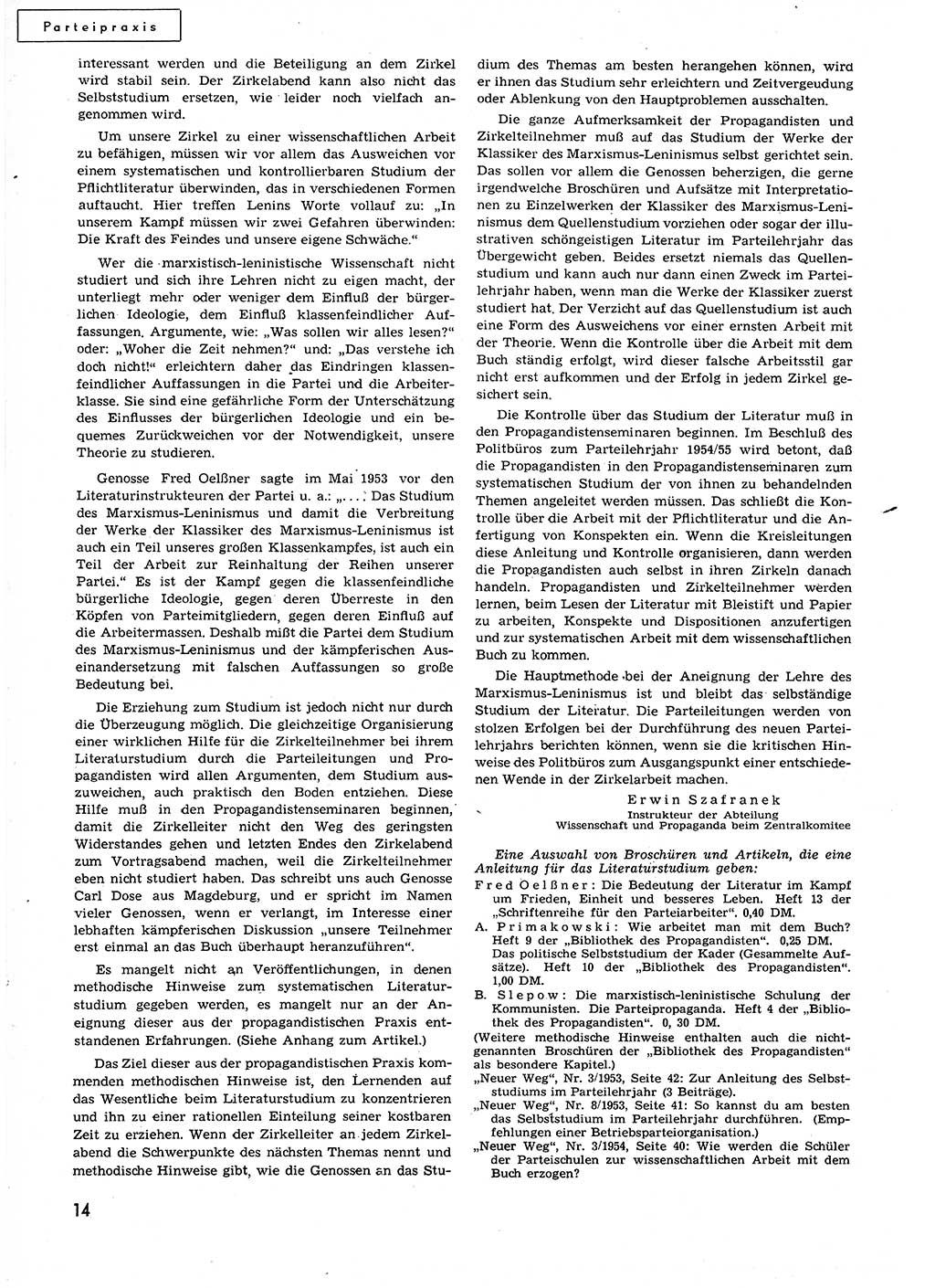 Neuer Weg (NW), Organ des Zentralkomitees (ZK) der SED (Sozialistische Einheitspartei Deutschlands) für alle Parteiarbeiter, 9. Jahrgang [Deutsche Demokratische Republik (DDR)] 1954, Heft 20/14 (NW ZK SED DDR 1954, H. 20/14)