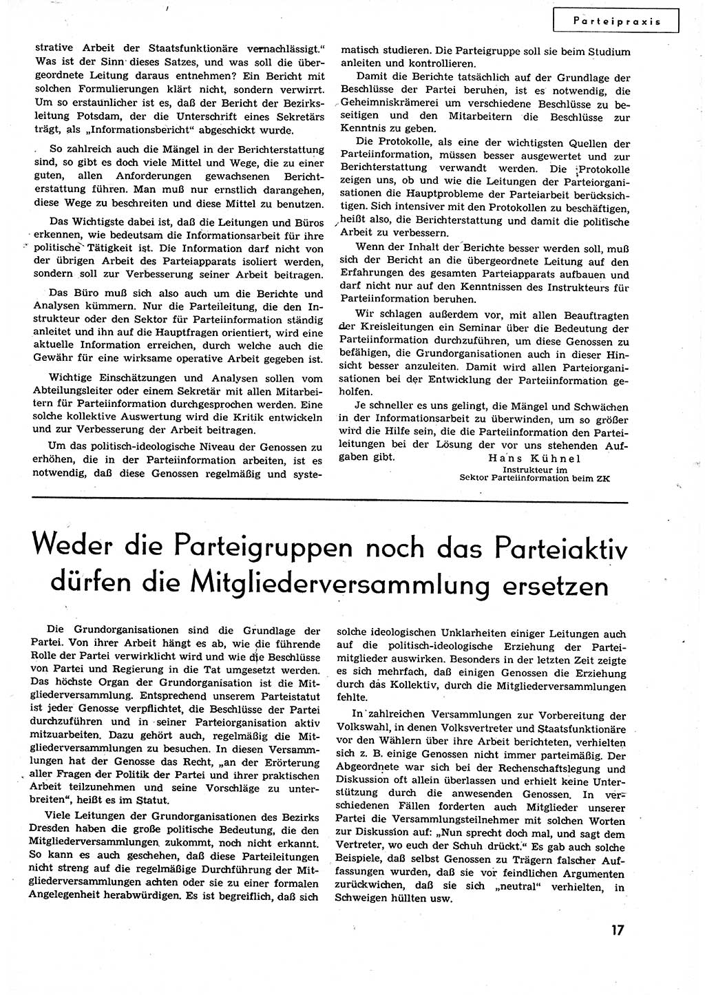 Neuer Weg (NW), Organ des Zentralkomitees (ZK) der SED (Sozialistische Einheitspartei Deutschlands) für alle Parteiarbeiter, 9. Jahrgang [Deutsche Demokratische Republik (DDR)] 1954, Heft 20/17 (NW ZK SED DDR 1954, H. 20/17)