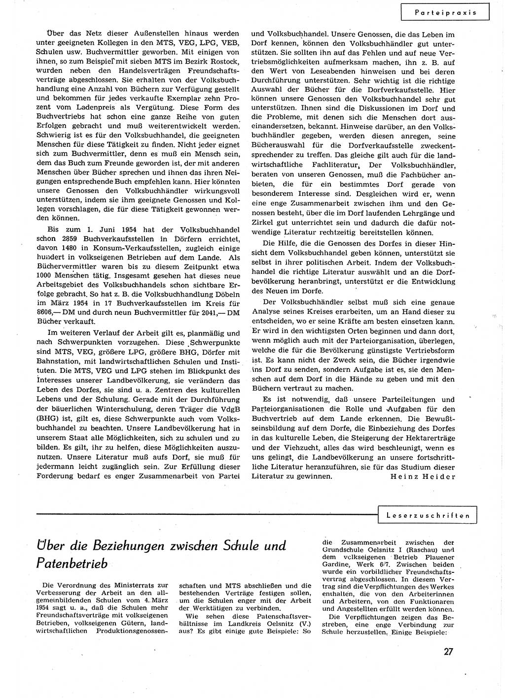Neuer Weg (NW), Organ des Zentralkomitees (ZK) der SED (Sozialistische Einheitspartei Deutschlands) für alle Parteiarbeiter, 9. Jahrgang [Deutsche Demokratische Republik (DDR)] 1954, Heft 20/27 (NW ZK SED DDR 1954, H. 20/27)