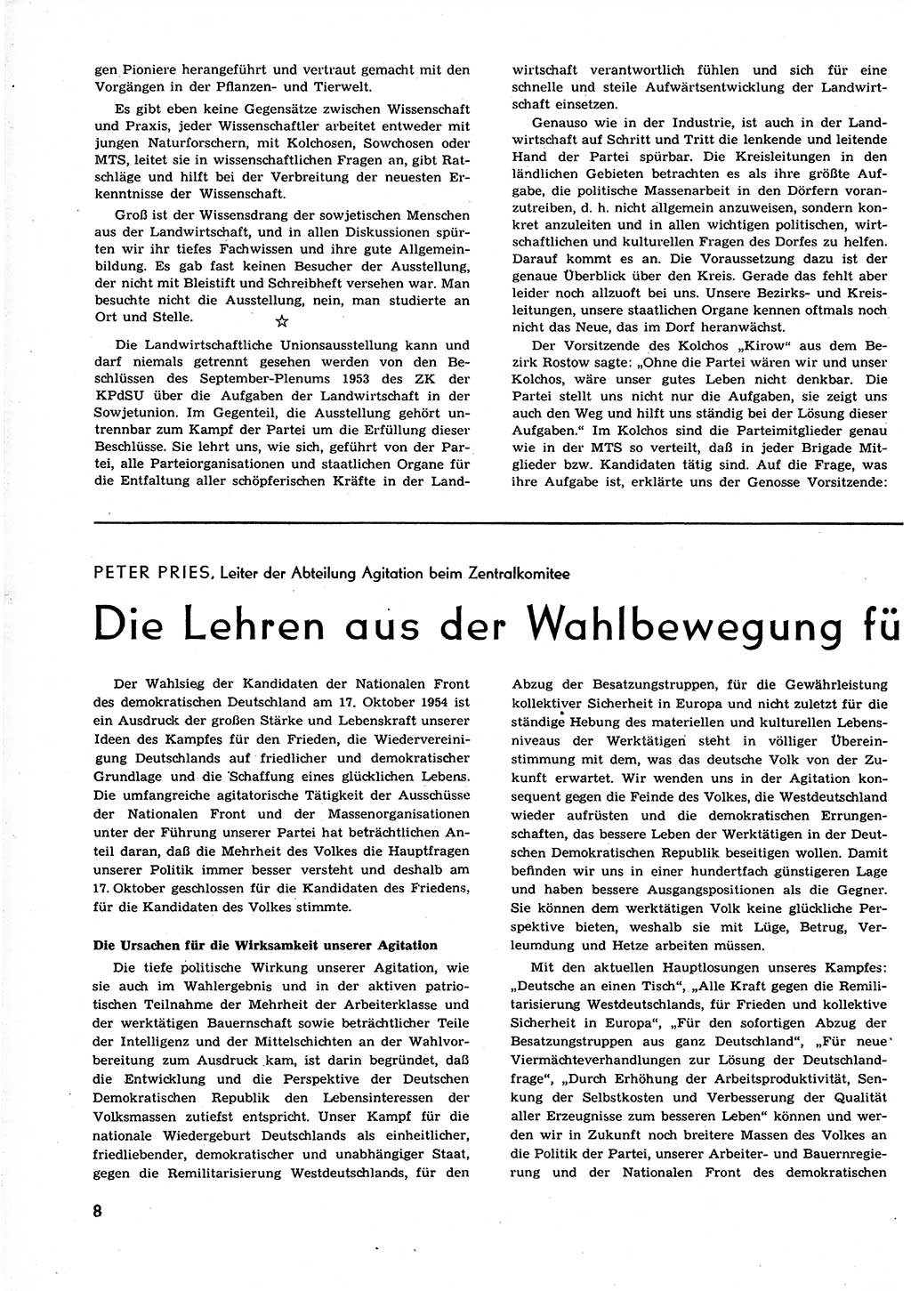 Neuer Weg (NW), Organ des Zentralkomitees (ZK) der SED (Sozialistische Einheitspartei Deutschlands) für alle Parteiarbeiter, 9. Jahrgang [Deutsche Demokratische Republik (DDR)] 1954, Heft 21/8 (NW ZK SED DDR 1954, H. 21/8)