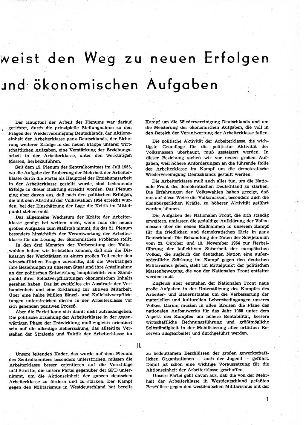 Neuer Weg (NW), Organ des Zentralkomitees (ZK) der SED (Sozialistische Einheitspartei Deutschlands) für alle Parteiarbeiter, 9. Jahrgang [Deutsche Demokratische Republik (DDR)] 1954, Heft 22/1 (NW ZK SED DDR 1954, H. 22/1)