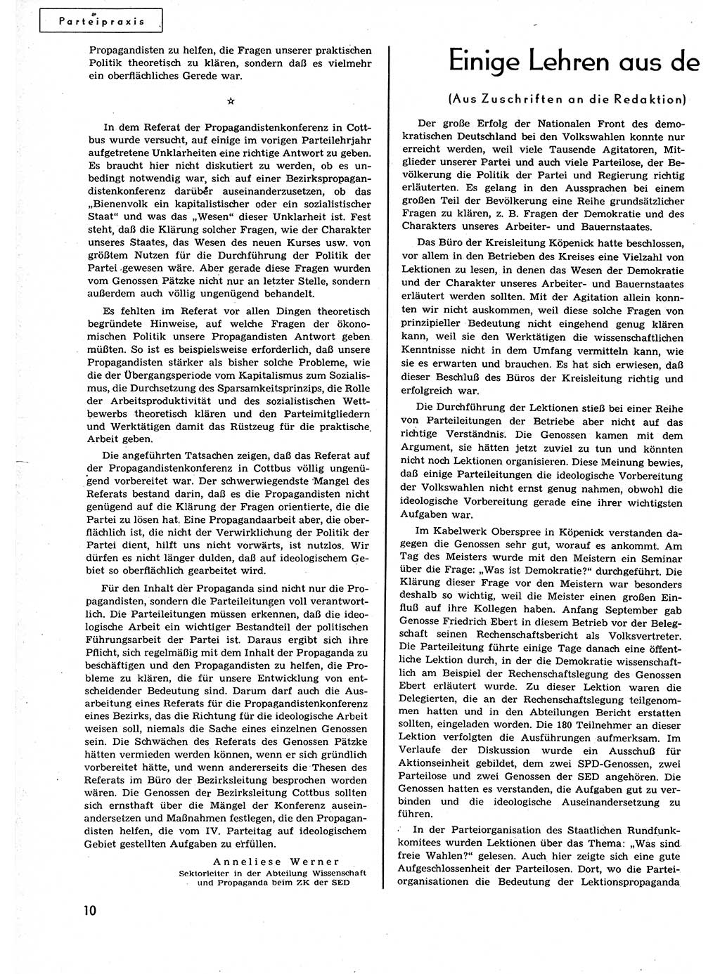 Neuer Weg (NW), Organ des Zentralkomitees (ZK) der SED (Sozialistische Einheitspartei Deutschlands) für alle Parteiarbeiter, 9. Jahrgang [Deutsche Demokratische Republik (DDR)] 1954, Heft 22/10 (NW ZK SED DDR 1954, H. 22/10)