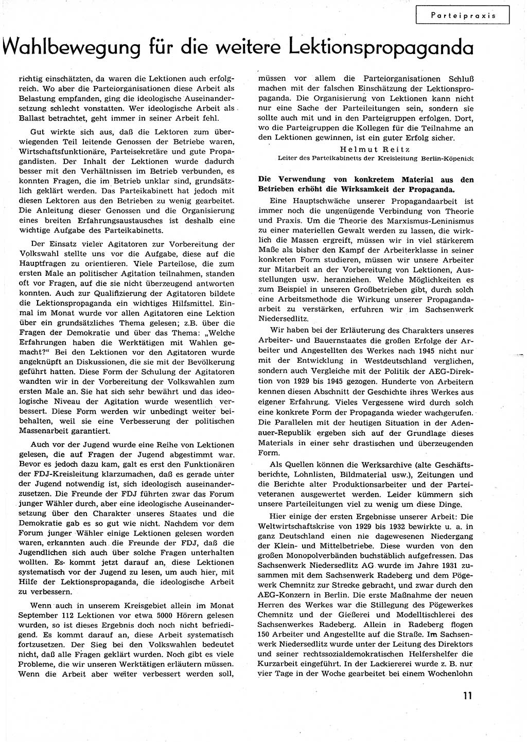 Neuer Weg (NW), Organ des Zentralkomitees (ZK) der SED (Sozialistische Einheitspartei Deutschlands) für alle Parteiarbeiter, 9. Jahrgang [Deutsche Demokratische Republik (DDR)] 1954, Heft 22/11 (NW ZK SED DDR 1954, H. 22/11)