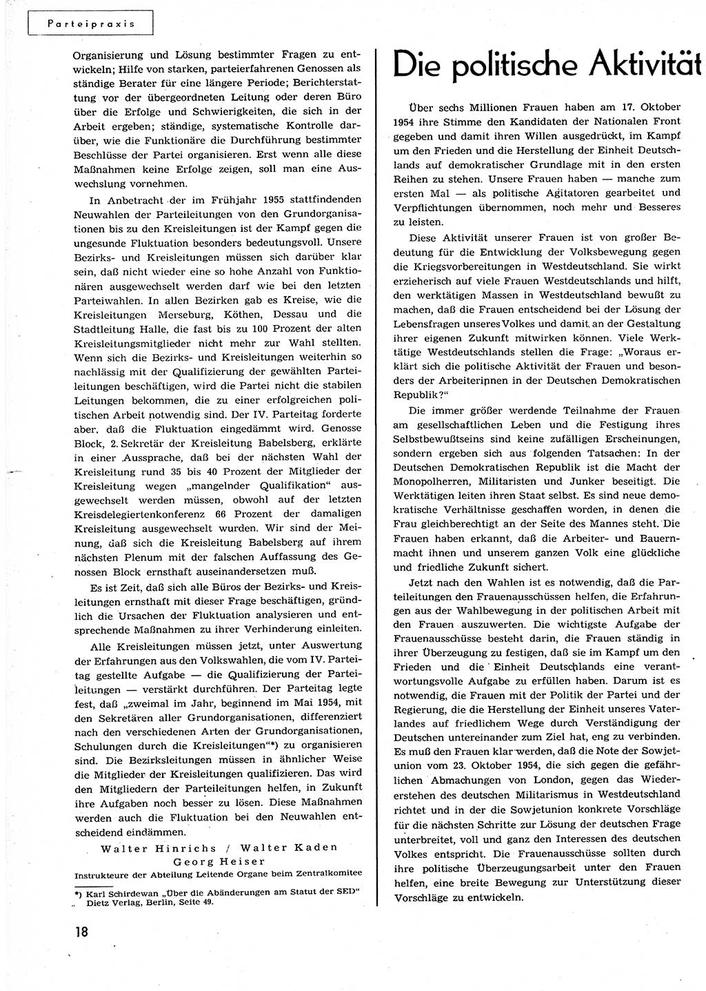 Neuer Weg (NW), Organ des Zentralkomitees (ZK) der SED (Sozialistische Einheitspartei Deutschlands) für alle Parteiarbeiter, 9. Jahrgang [Deutsche Demokratische Republik (DDR)] 1954, Heft 22/18 (NW ZK SED DDR 1954, H. 22/18)