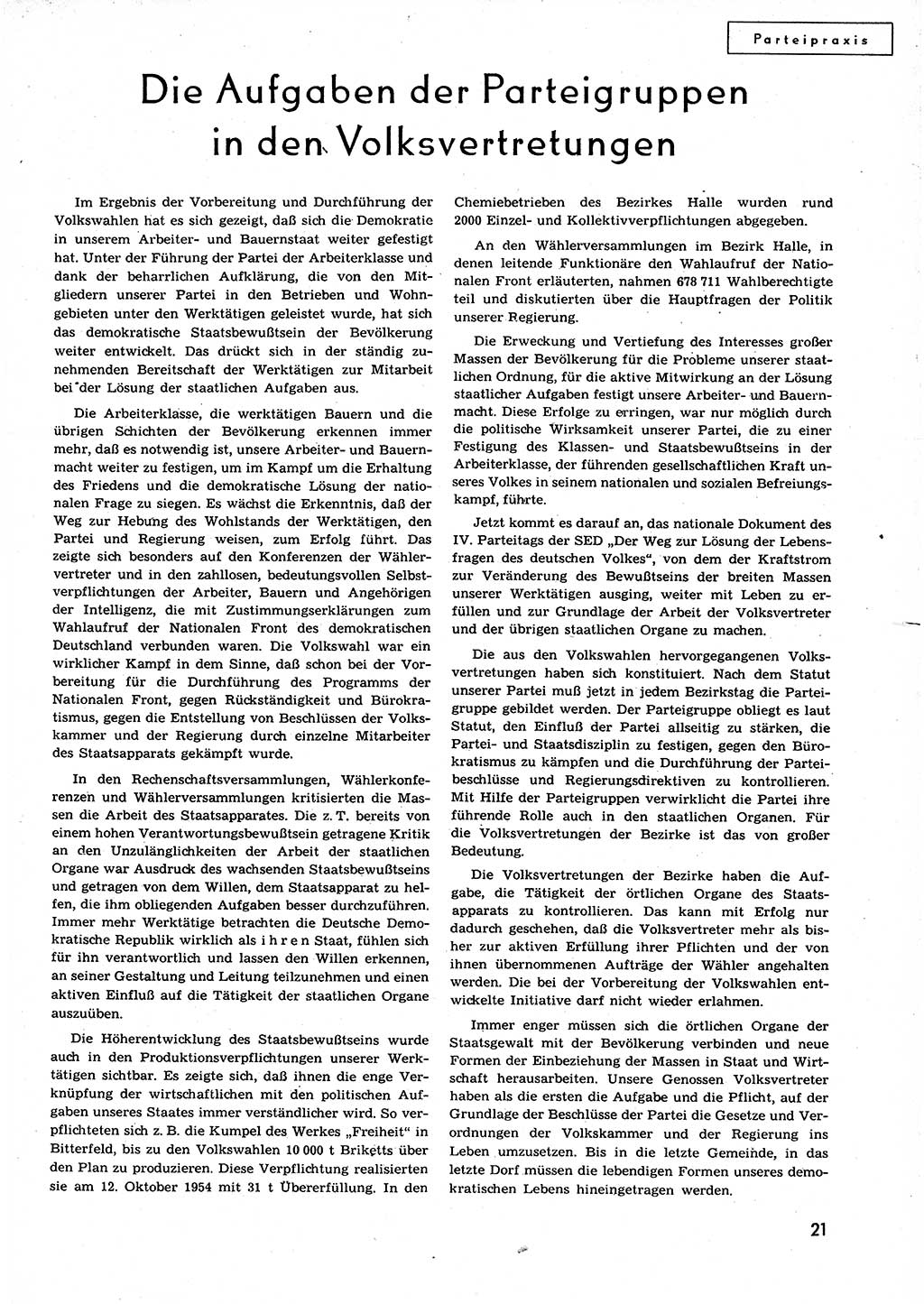 Neuer Weg (NW), Organ des Zentralkomitees (ZK) der SED (Sozialistische Einheitspartei Deutschlands) für alle Parteiarbeiter, 9. Jahrgang [Deutsche Demokratische Republik (DDR)] 1954, Heft 22/21 (NW ZK SED DDR 1954, H. 22/21)