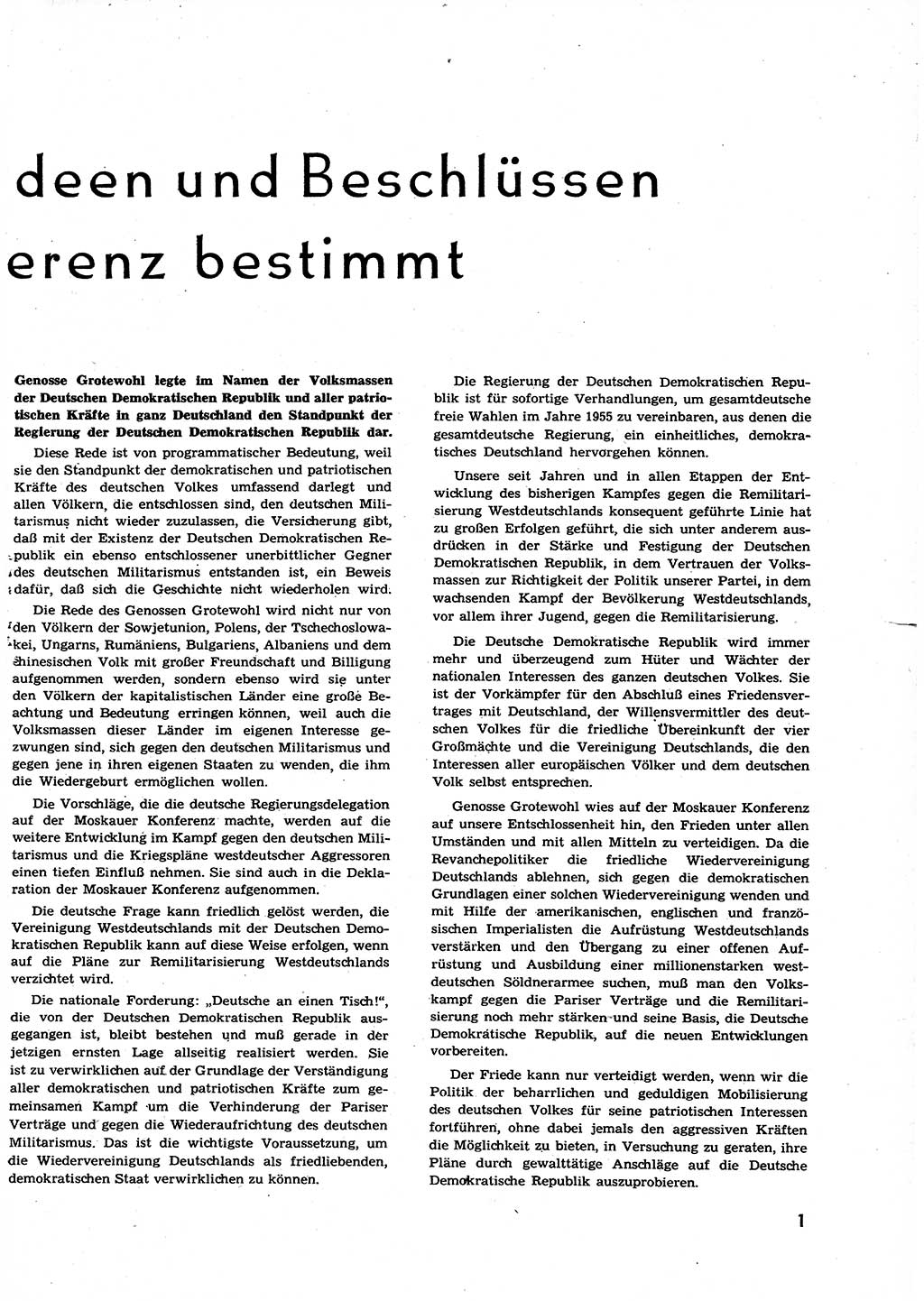 Neuer Weg (NW), Organ des Zentralkomitees (ZK) der SED (Sozialistische Einheitspartei Deutschlands) für alle Parteiarbeiter, 9. Jahrgang [Deutsche Demokratische Republik (DDR)] 1954, Heft 23/1 (NW ZK SED DDR 1954, H. 23/1)