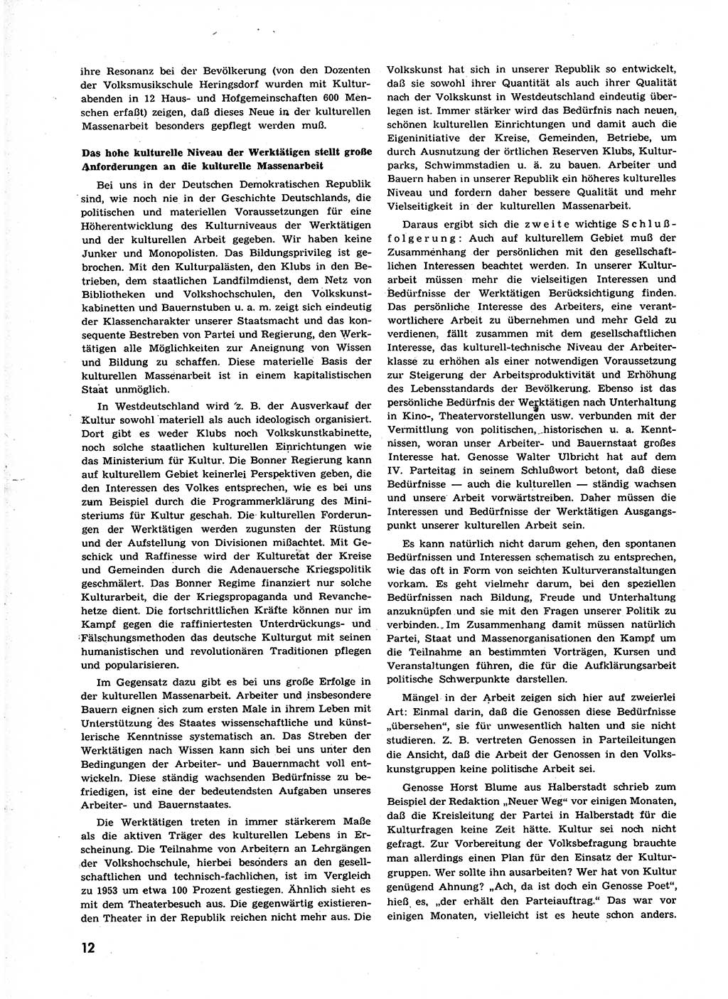 Neuer Weg (NW), Organ des Zentralkomitees (ZK) der SED (Sozialistische Einheitspartei Deutschlands) für alle Parteiarbeiter, 9. Jahrgang [Deutsche Demokratische Republik (DDR)] 1954, Heft 23/12 (NW ZK SED DDR 1954, H. 23/12)