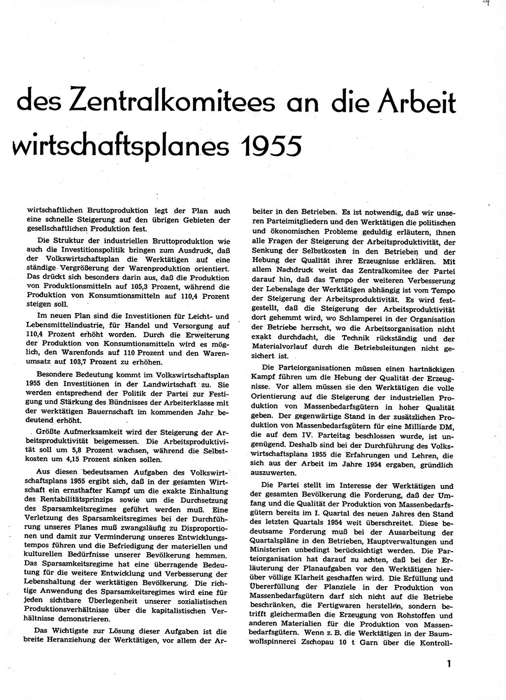 Neuer Weg (NW), Organ des Zentralkomitees (ZK) der SED (Sozialistische Einheitspartei Deutschlands) für alle Parteiarbeiter, 9. Jahrgang [Deutsche Demokratische Republik (DDR)] 1954, Heft 24/1 (NW ZK SED DDR 1954, H. 24/1)