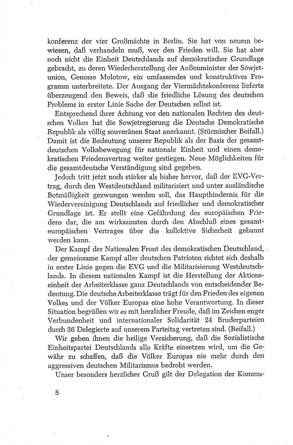 Protokoll der Verhandlungen des Ⅳ. Parteitages der Sozialistischen Einheitspartei Deutschlands (SED) [Deutsche Demokratische Republik (DDR)] 1954, Seite 8