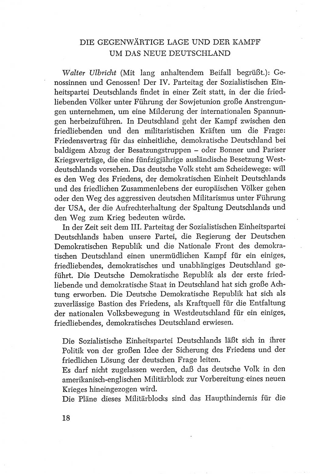 Protokoll der Verhandlungen des Ⅳ. Parteitages der Sozialistischen Einheitspartei Deutschlands (SED) [Deutsche Demokratische Republik (DDR)] 1954, Seite 18