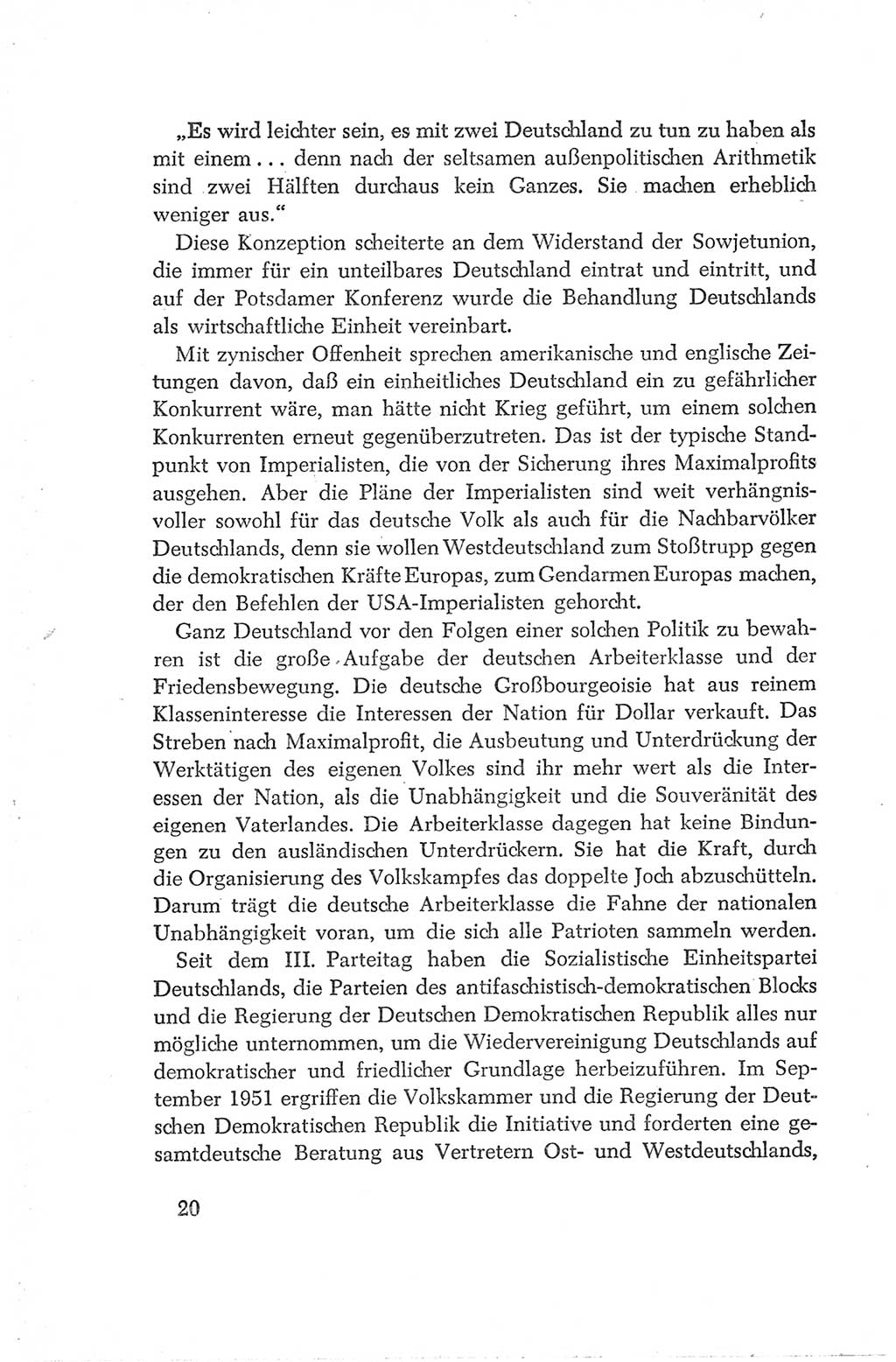Protokoll der Verhandlungen des Ⅳ. Parteitages der Sozialistischen Einheitspartei Deutschlands (SED) [Deutsche Demokratische Republik (DDR)] 1954, Seite 20