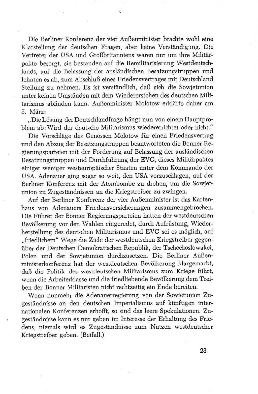 Protokoll der Verhandlungen des Ⅳ. Parteitages der Sozialistischen Einheitspartei Deutschlands (SED) [Deutsche Demokratische Republik (DDR)] 1954, Seite 23