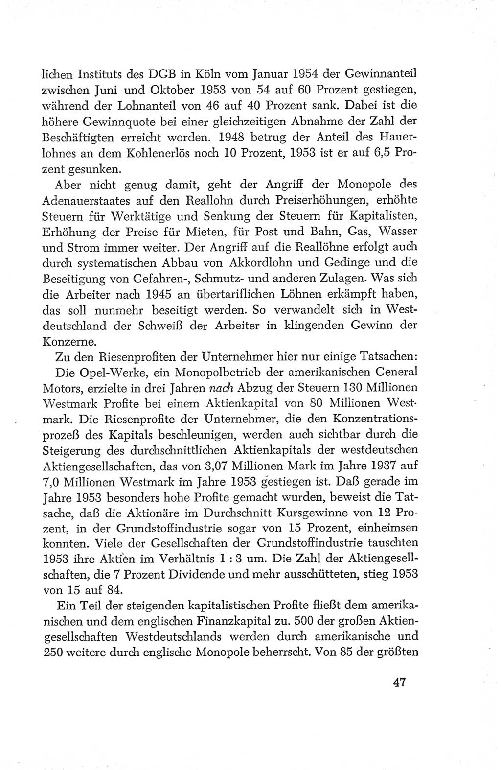 Protokoll der Verhandlungen des Ⅳ. Parteitages der Sozialistischen Einheitspartei Deutschlands (SED) [Deutsche Demokratische Republik (DDR)] 1954, Seite 47