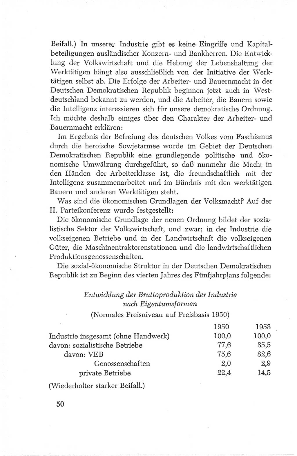 Protokoll der Verhandlungen des Ⅳ. Parteitages der Sozialistischen Einheitspartei Deutschlands (SED) [Deutsche Demokratische Republik (DDR)] 1954, Seite 50