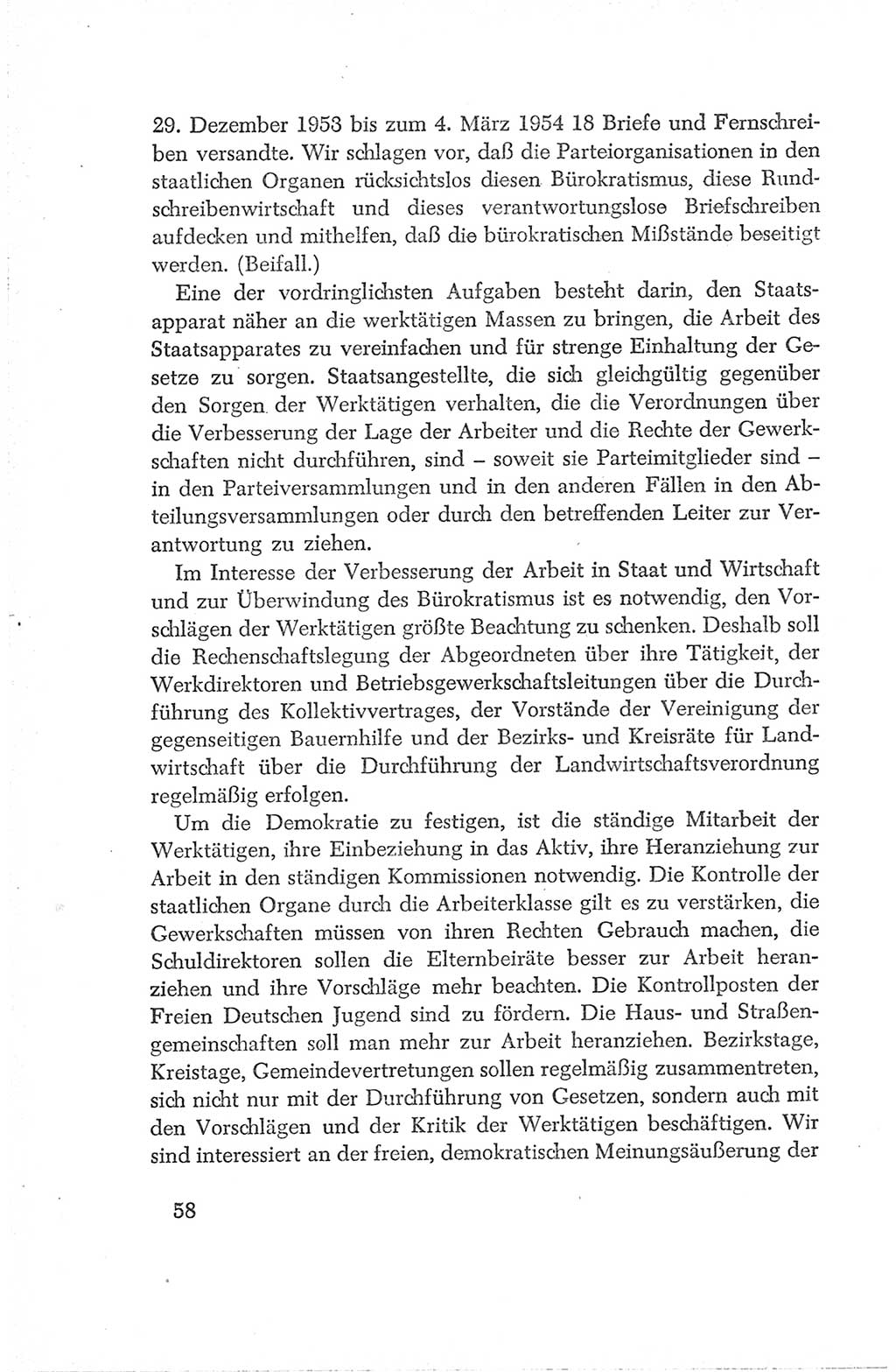 Protokoll der Verhandlungen des Ⅳ. Parteitages der Sozialistischen Einheitspartei Deutschlands (SED) [Deutsche Demokratische Republik (DDR)] 1954, Seite 58