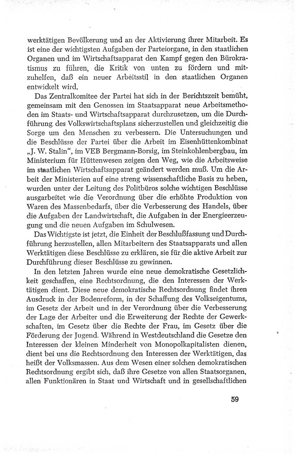 Protokoll der Verhandlungen des Ⅳ. Parteitages der Sozialistischen Einheitspartei Deutschlands (SED) [Deutsche Demokratische Republik (DDR)] 1954, Seite 59