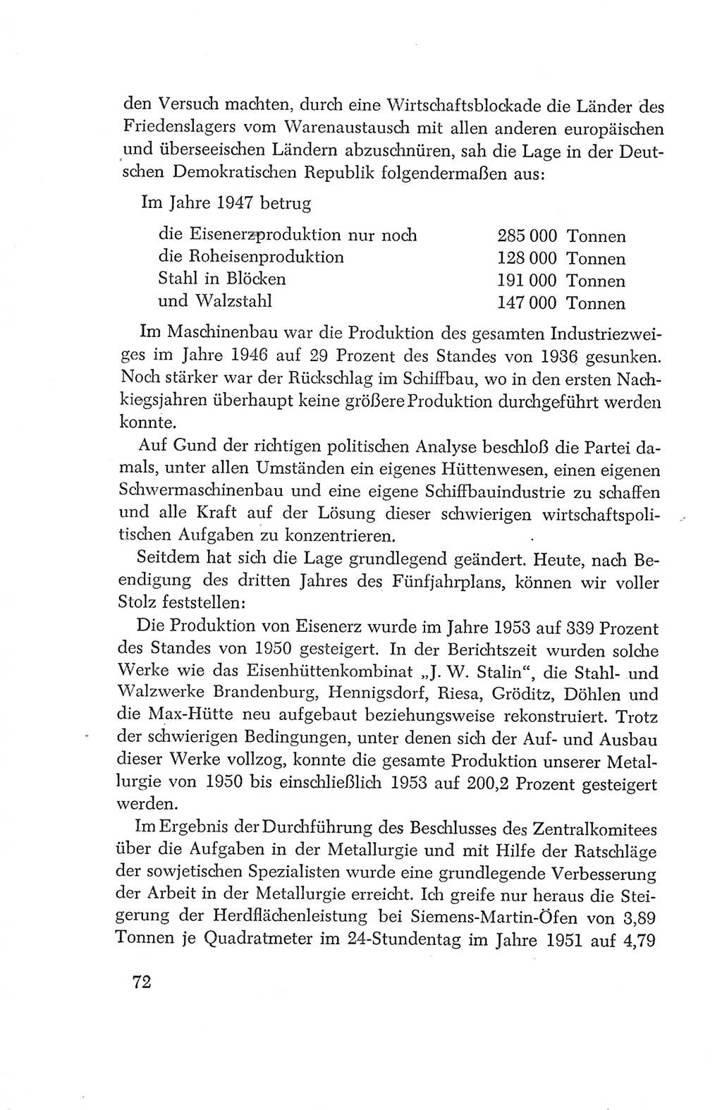 Protokoll der Verhandlungen des Ⅳ. Parteitages der Sozialistischen Einheitspartei Deutschlands (SED) [Deutsche Demokratische Republik (DDR)] 1954, Seite 72