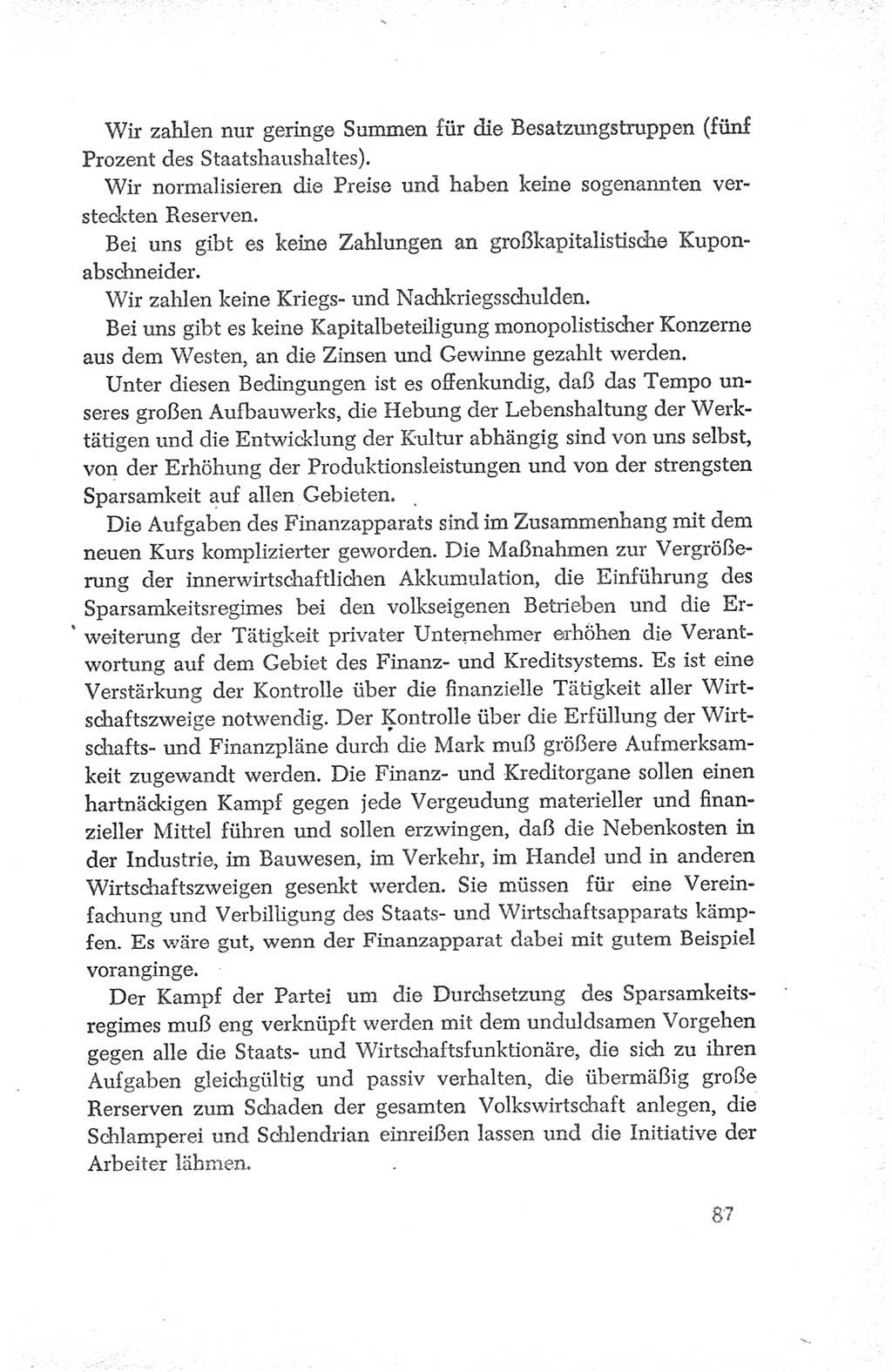 Protokoll der Verhandlungen des Ⅳ. Parteitages der Sozialistischen Einheitspartei Deutschlands (SED) [Deutsche Demokratische Republik (DDR)] 1954, Seite 87