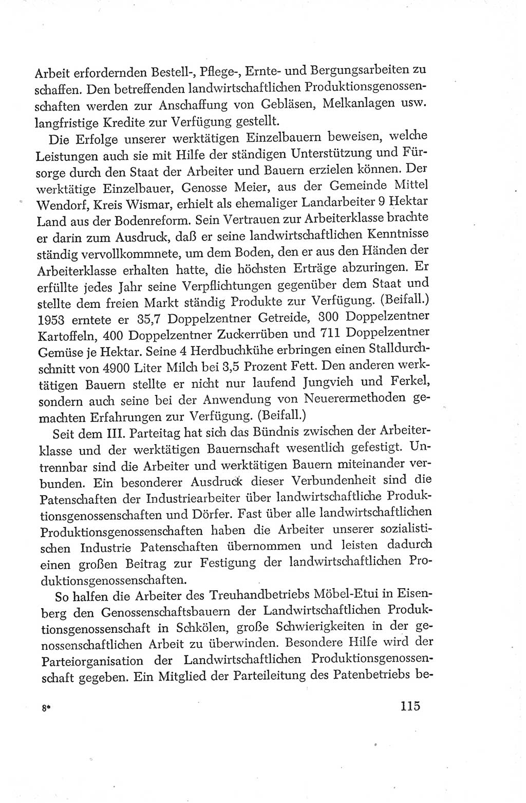 Protokoll der Verhandlungen des Ⅳ. Parteitages der Sozialistischen Einheitspartei Deutschlands (SED) [Deutsche Demokratische Republik (DDR)] 1954, Seite 115