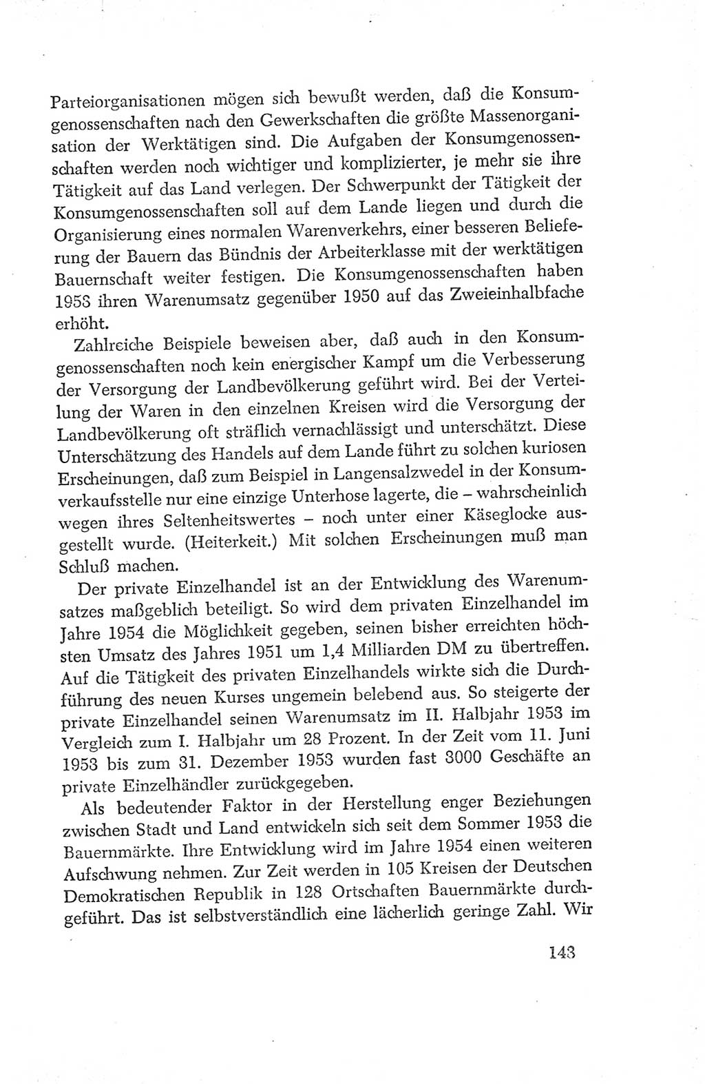 Protokoll der Verhandlungen des Ⅳ. Parteitages der Sozialistischen Einheitspartei Deutschlands (SED) [Deutsche Demokratische Republik (DDR)] 1954, Seite 143