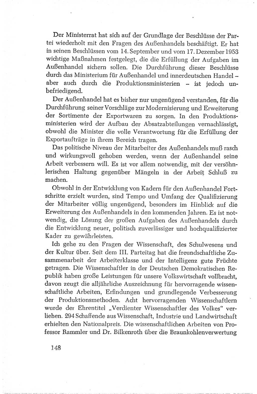 Protokoll der Verhandlungen des Ⅳ. Parteitages der Sozialistischen Einheitspartei Deutschlands (SED) [Deutsche Demokratische Republik (DDR)] 1954, Seite 148