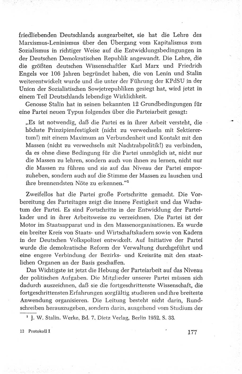 Protokoll der Verhandlungen des Ⅳ. Parteitages der Sozialistischen Einheitspartei Deutschlands (SED) [Deutsche Demokratische Republik (DDR)] 1954, Seite 177