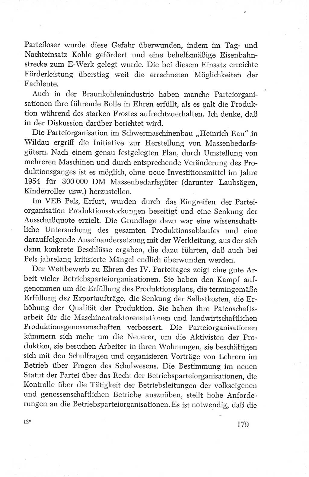 Protokoll der Verhandlungen des Ⅳ. Parteitages der Sozialistischen Einheitspartei Deutschlands (SED) [Deutsche Demokratische Republik (DDR)] 1954, Seite 179