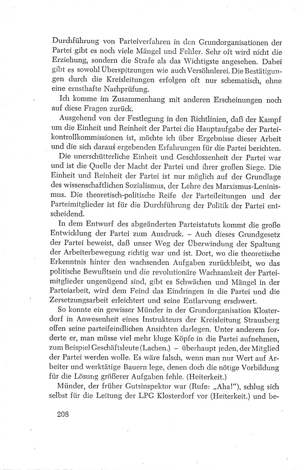Protokoll der Verhandlungen des Ⅳ. Parteitages der Sozialistischen Einheitspartei Deutschlands (SED) [Deutsche Demokratische Republik (DDR)] 1954, Seite 208