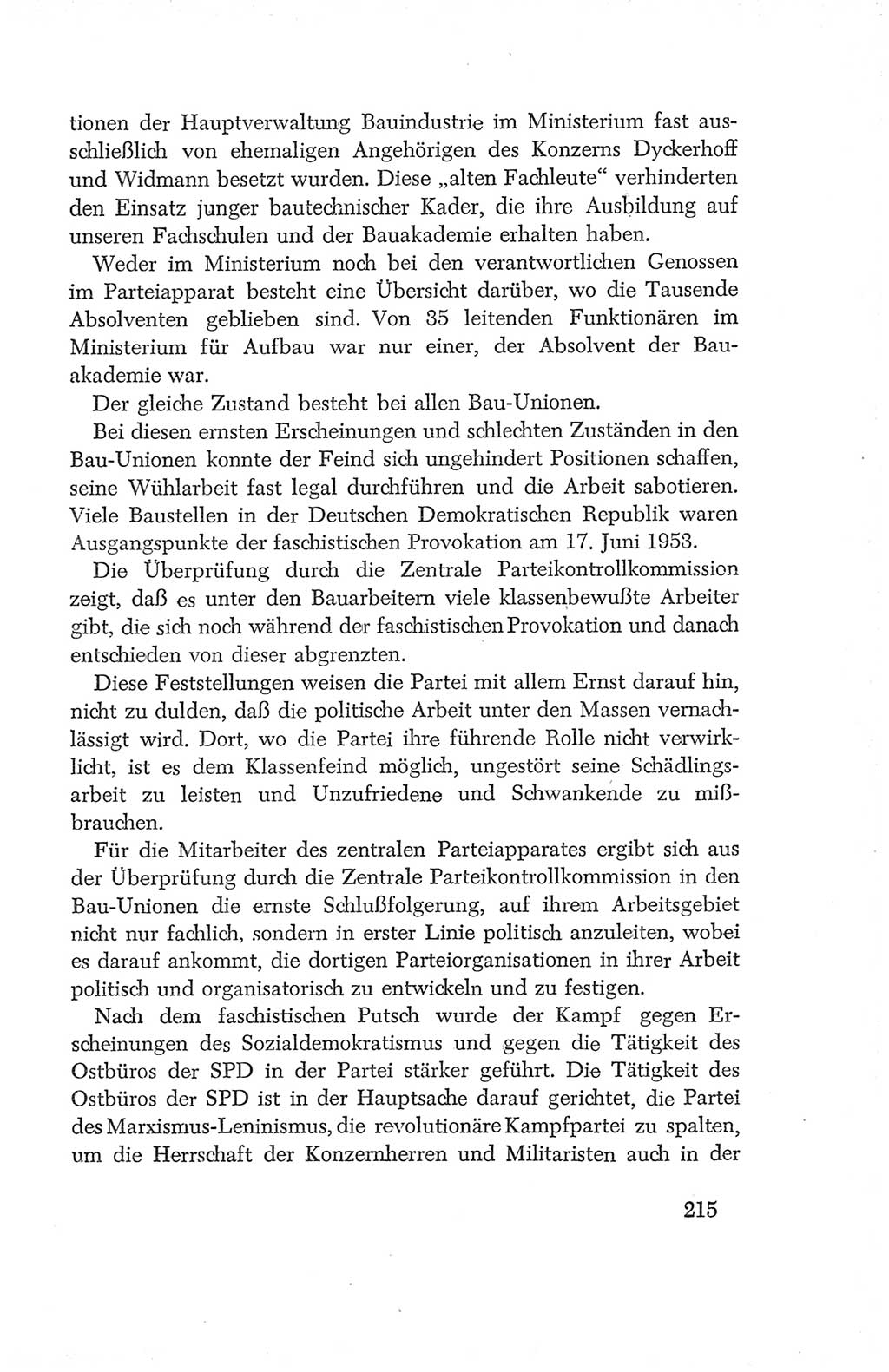 Protokoll der Verhandlungen des Ⅳ. Parteitages der Sozialistischen Einheitspartei Deutschlands (SED) [Deutsche Demokratische Republik (DDR)] 1954, Seite 215