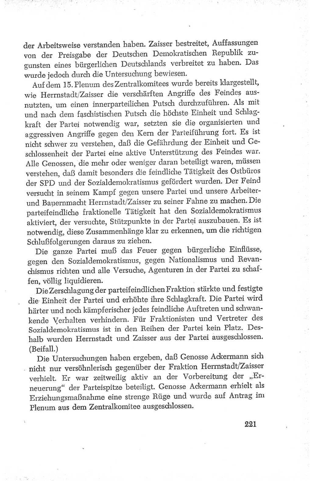 Protokoll der Verhandlungen des Ⅳ. Parteitages der Sozialistischen Einheitspartei Deutschlands (SED) [Deutsche Demokratische Republik (DDR)] 1954, Seite 221