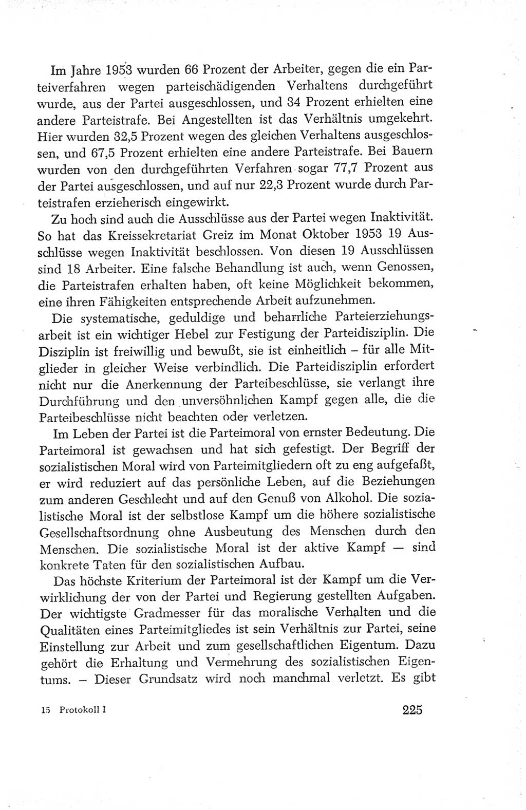 Protokoll der Verhandlungen des Ⅳ. Parteitages der Sozialistischen Einheitspartei Deutschlands (SED) [Deutsche Demokratische Republik (DDR)] 1954, Seite 225