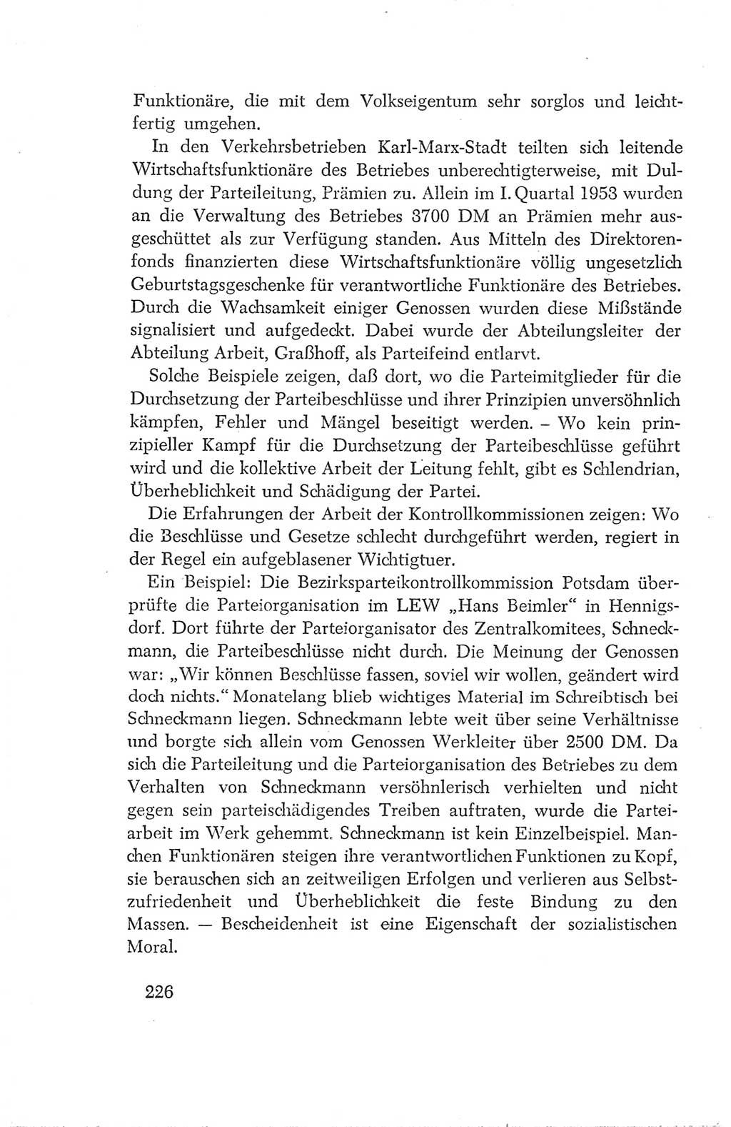 Protokoll der Verhandlungen des Ⅳ. Parteitages der Sozialistischen Einheitspartei Deutschlands (SED) [Deutsche Demokratische Republik (DDR)] 1954, Seite 226