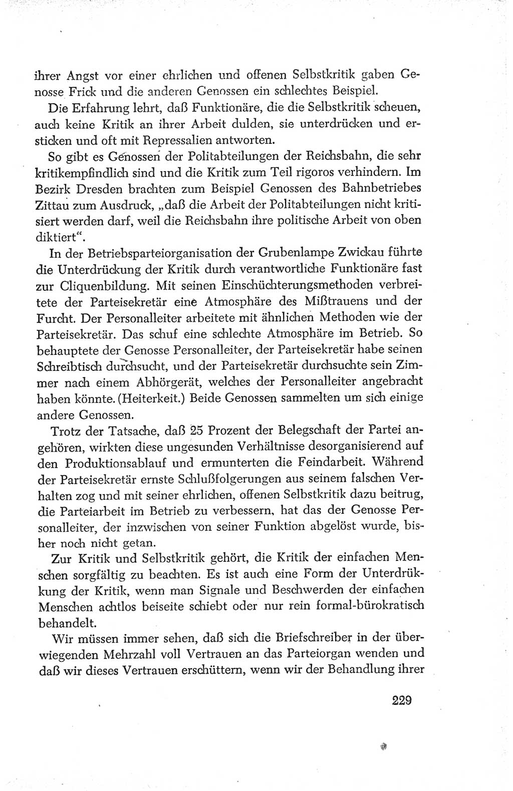 Protokoll der Verhandlungen des Ⅳ. Parteitages der Sozialistischen Einheitspartei Deutschlands (SED) [Deutsche Demokratische Republik (DDR)] 1954, Seite 229