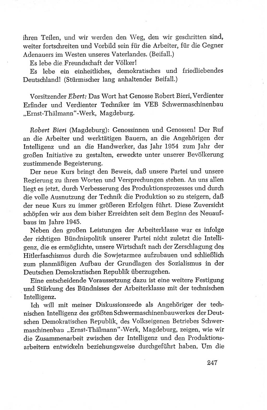 Protokoll der Verhandlungen des Ⅳ. Parteitages der Sozialistischen Einheitspartei Deutschlands (SED) [Deutsche Demokratische Republik (DDR)] 1954, Seite 247