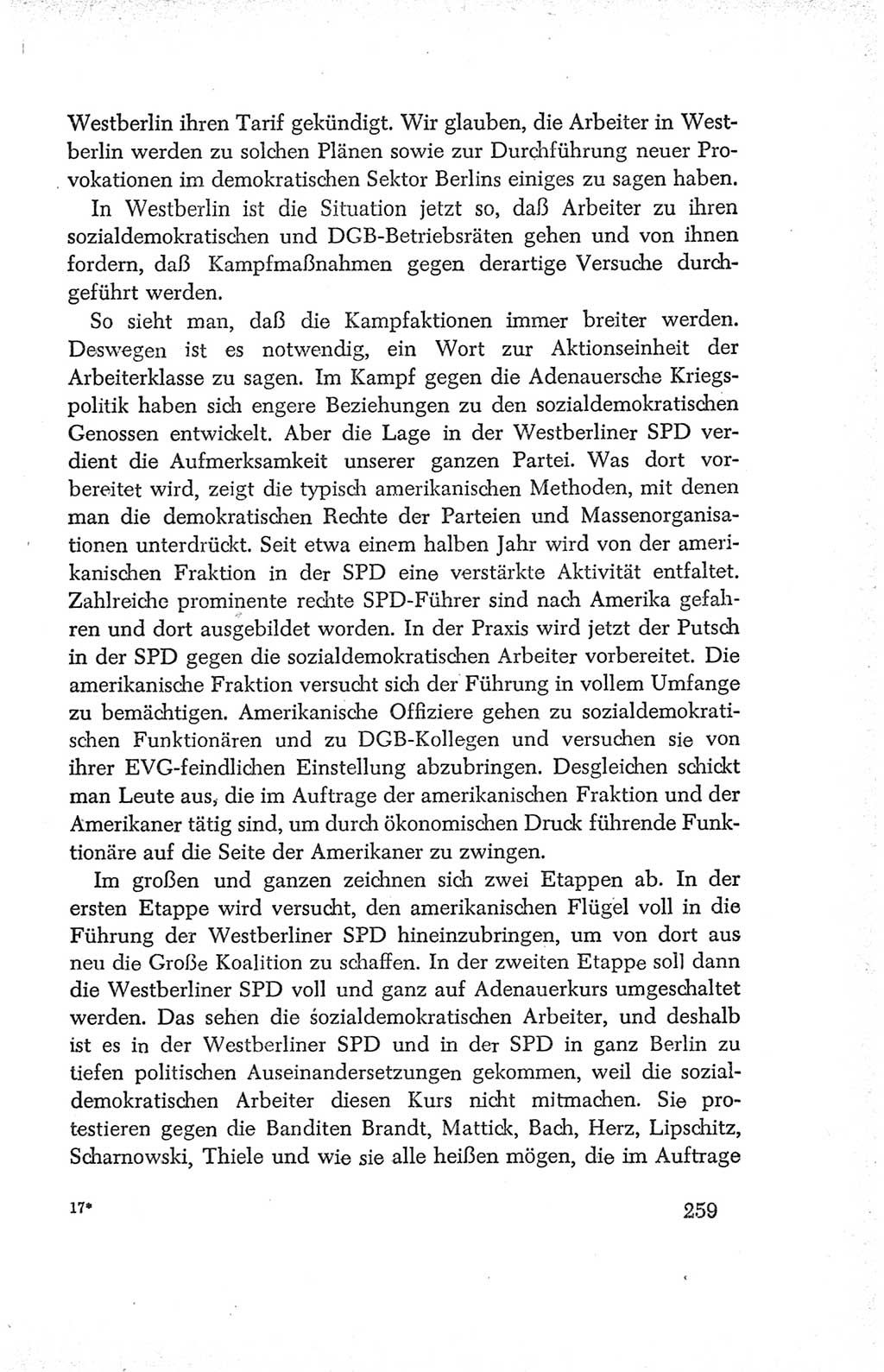 Protokoll der Verhandlungen des Ⅳ. Parteitages der Sozialistischen Einheitspartei Deutschlands (SED) [Deutsche Demokratische Republik (DDR)] 1954, Seite 259