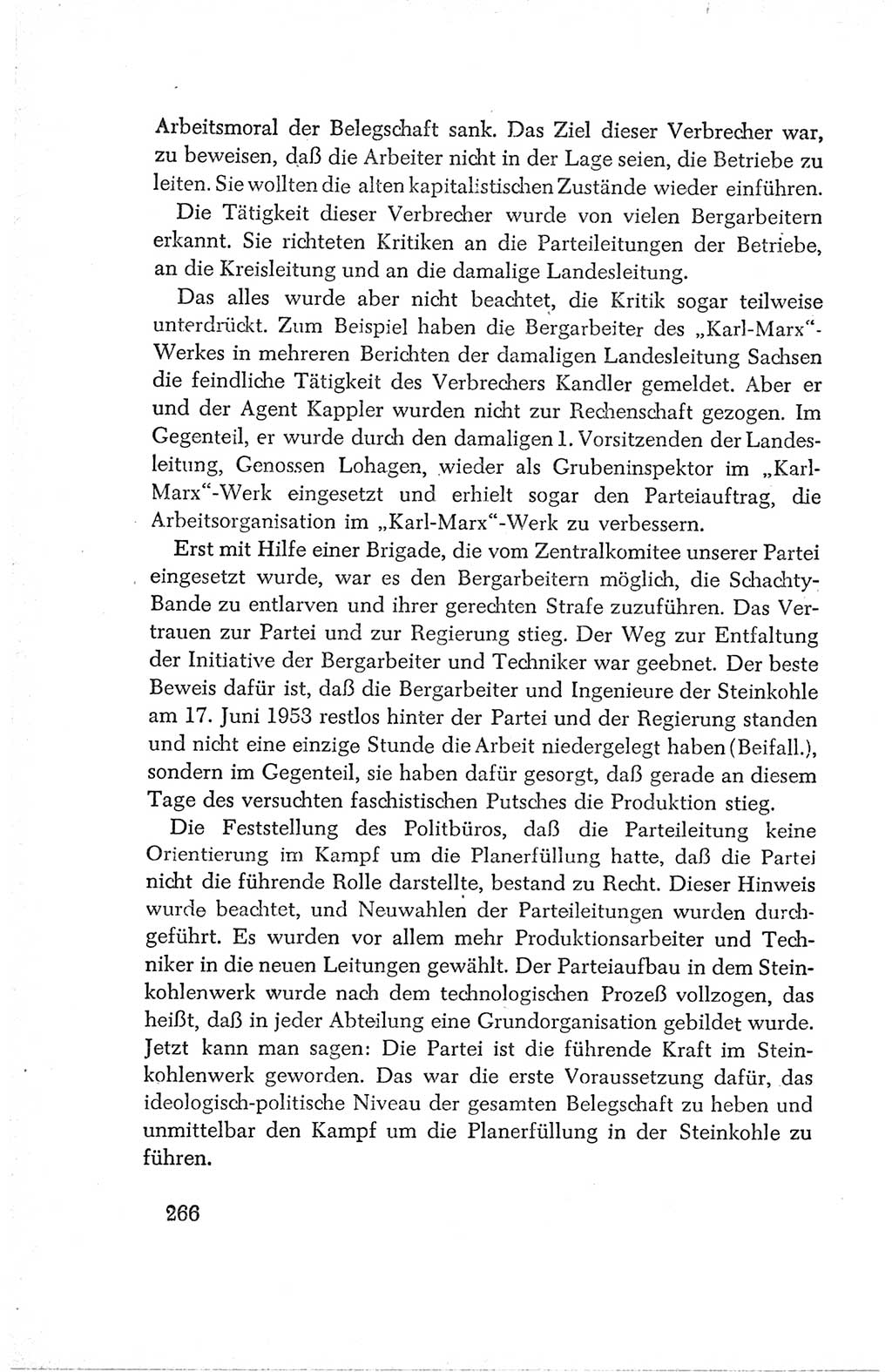 Protokoll der Verhandlungen des Ⅳ. Parteitages der Sozialistischen Einheitspartei Deutschlands (SED) [Deutsche Demokratische Republik (DDR)] 1954, Seite 266