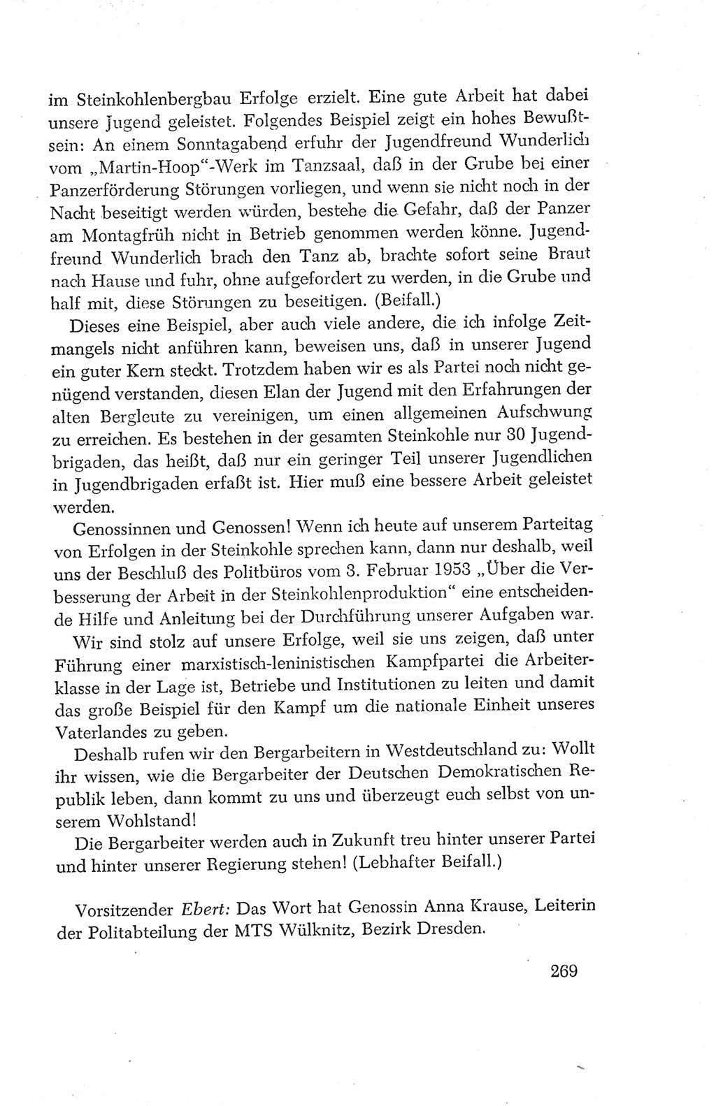 Protokoll der Verhandlungen des Ⅳ. Parteitages der Sozialistischen Einheitspartei Deutschlands (SED) [Deutsche Demokratische Republik (DDR)] 1954, Seite 269