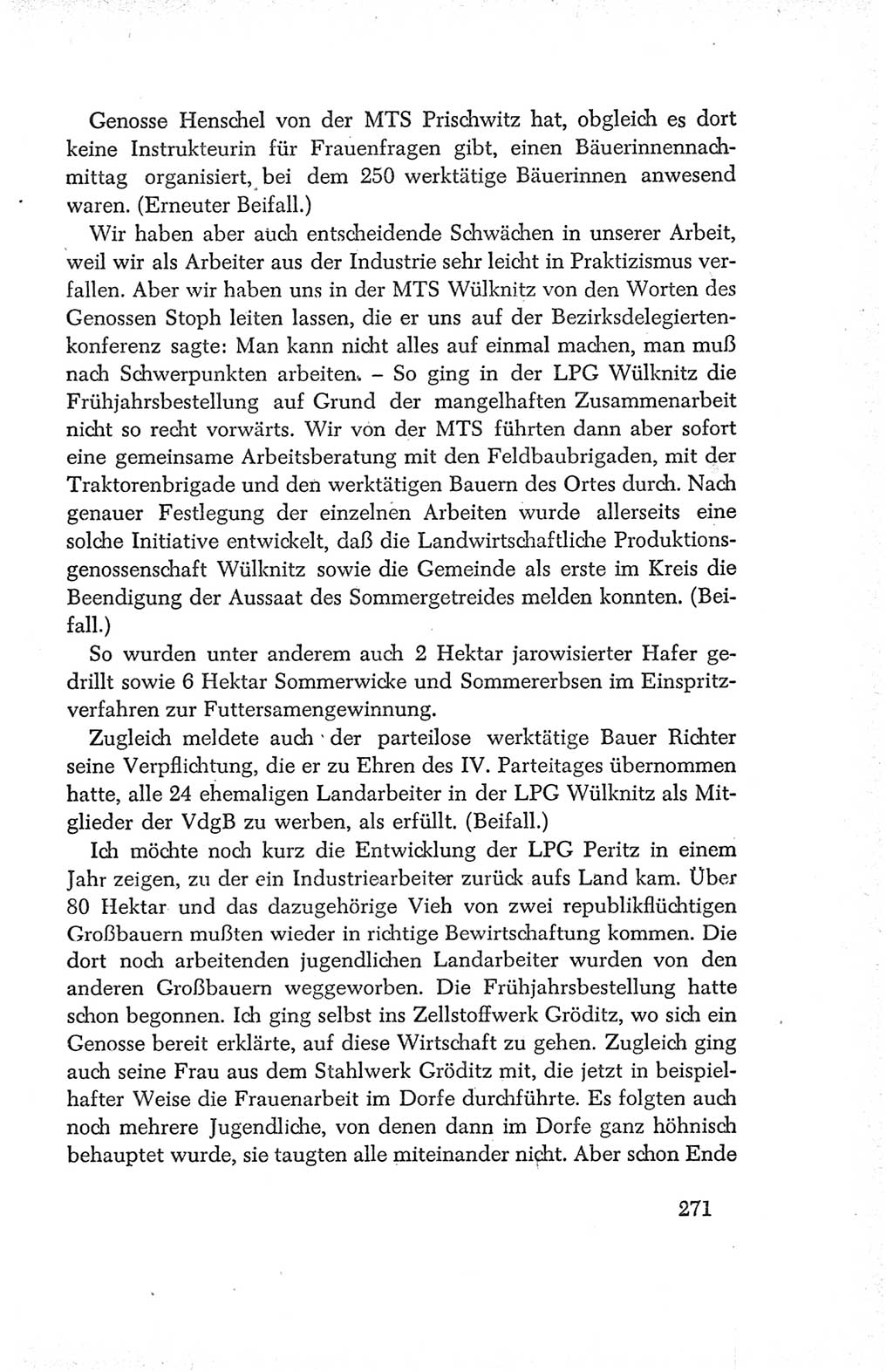 Protokoll der Verhandlungen des Ⅳ. Parteitages der Sozialistischen Einheitspartei Deutschlands (SED) [Deutsche Demokratische Republik (DDR)] 1954, Seite 271