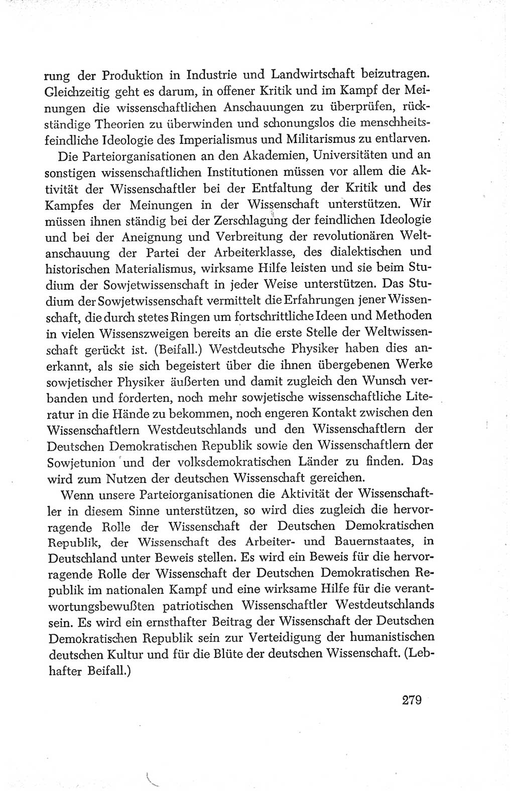 Protokoll der Verhandlungen des Ⅳ. Parteitages der Sozialistischen Einheitspartei Deutschlands (SED) [Deutsche Demokratische Republik (DDR)] 1954, Seite 279