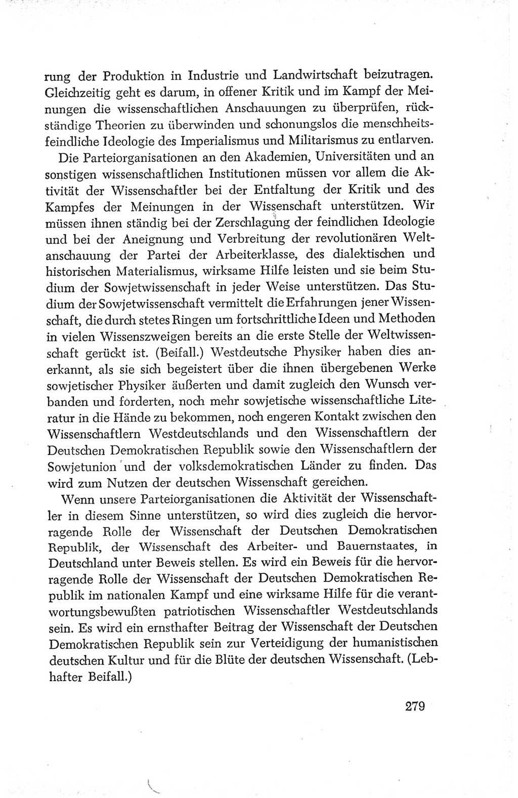 Protokoll der Verhandlungen des Ⅳ. Parteitages der Sozialistischen Einheitspartei Deutschlands (SED) [Deutsche Demokratische Republik (DDR)] 1954, Seite 279